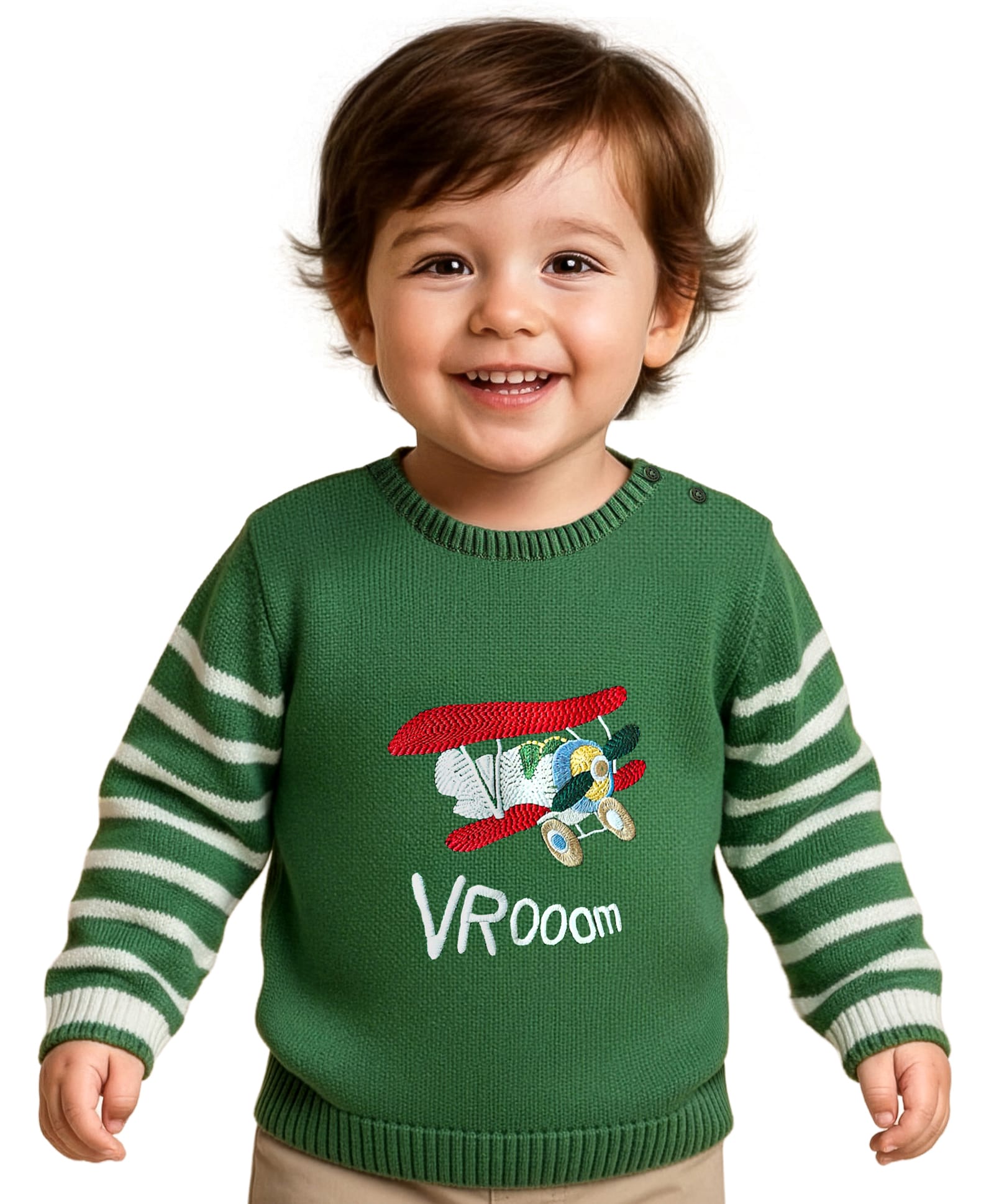 Babyoye Cotton Knit Full Sleeves Pullover Sweater with Aeroplane Design - Teal Blue-image-19