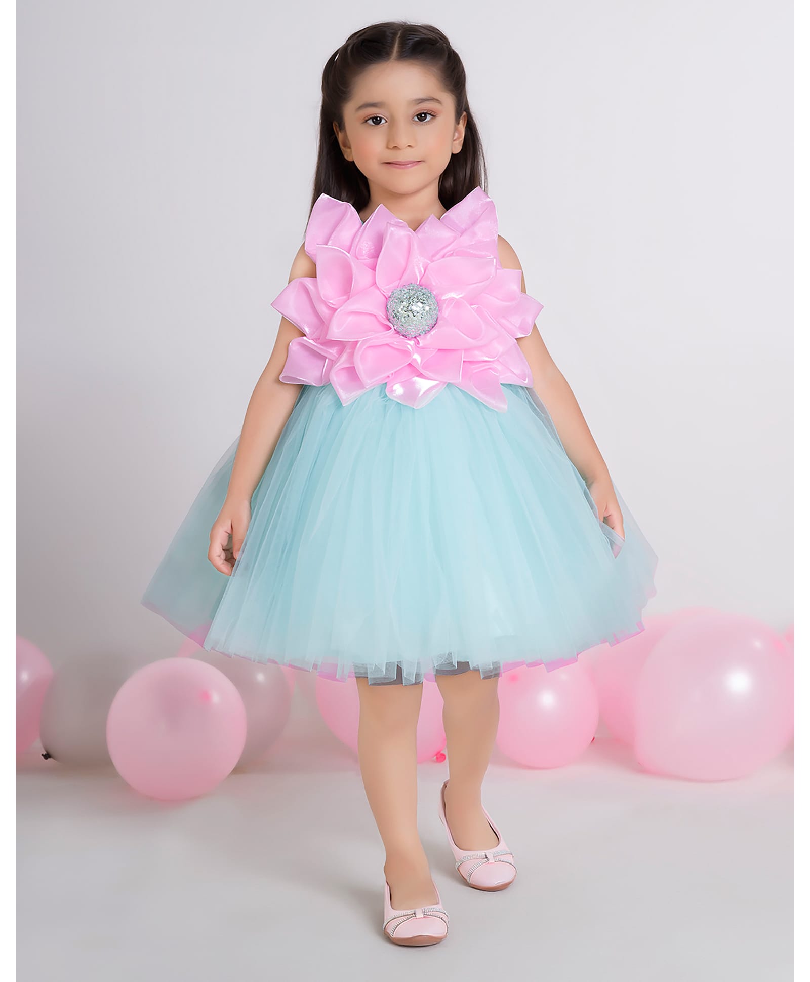 Ministitch Net Woven Sleeveless Bow Applique Detailed Dress - Sea Green-picture-25