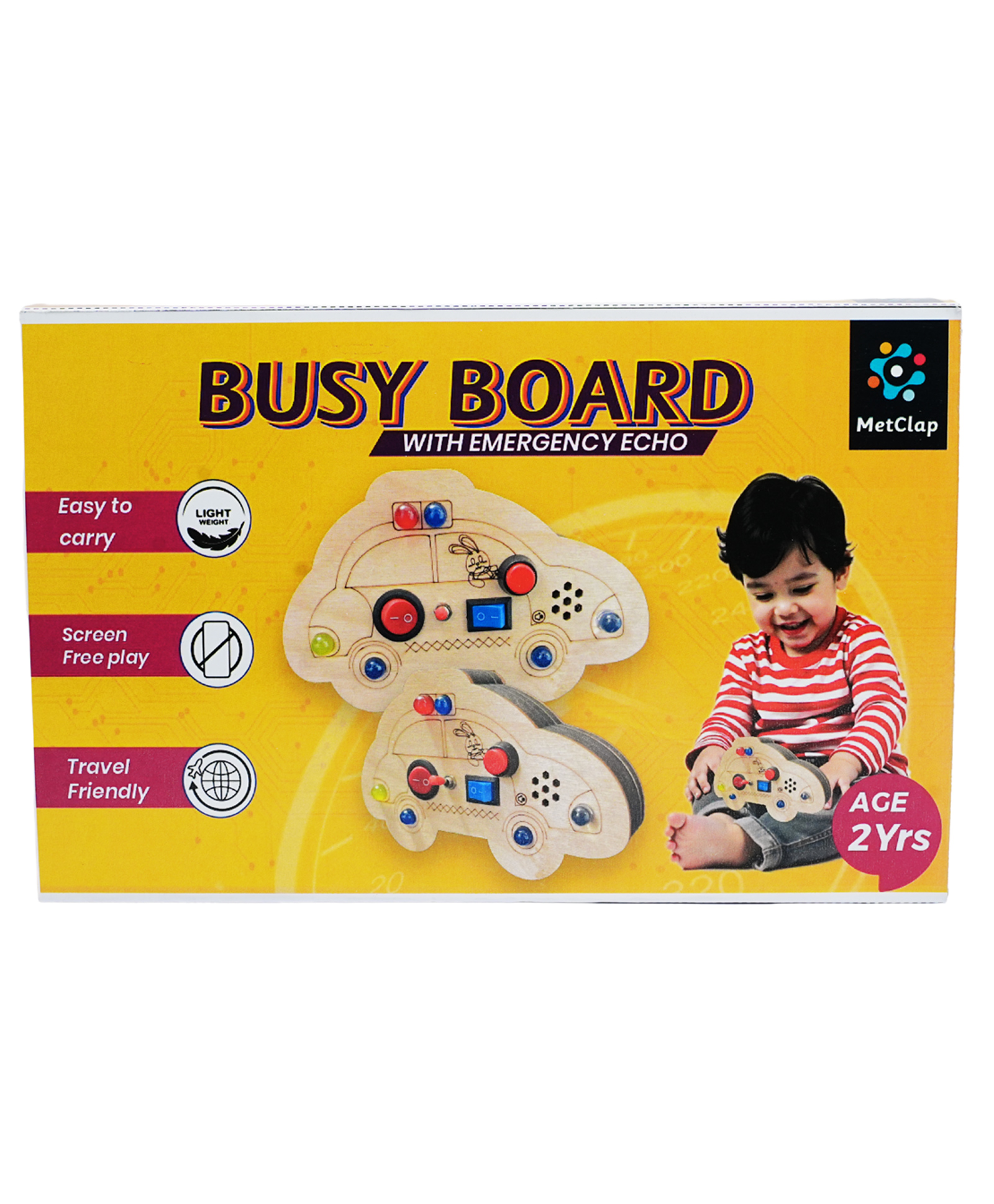 Metclap Busy Board With Emergency Echo-Car-Shaped Busy Board with Emergency Sounds for Toddlers-picture-22