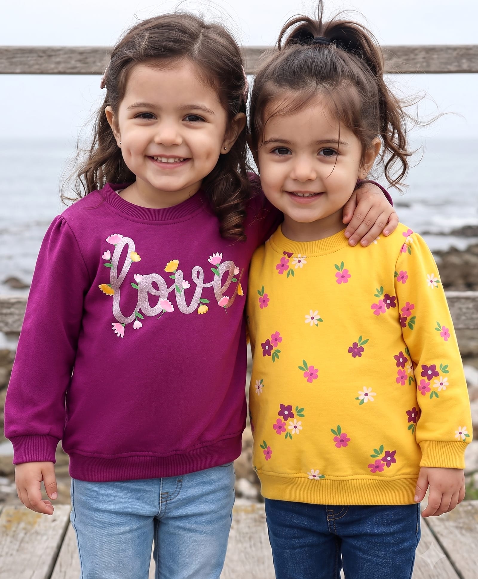 Babyhug Cotton Knit Full Sleeves Sweatshirts With Floral Print Pack of 2 - Fuchsia & Yellow-image-21