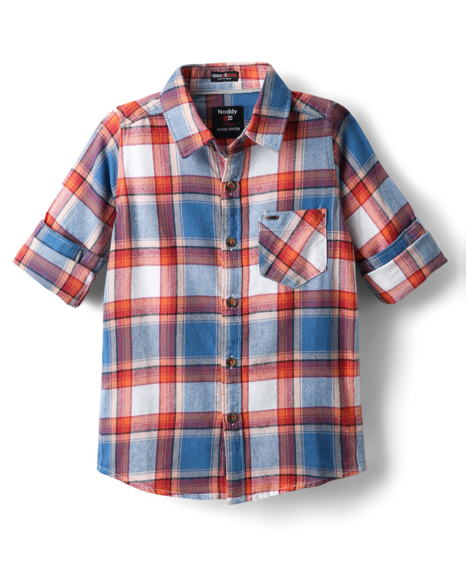 Noddy Full Sleeves Checked Shirt - Orange-picture-18