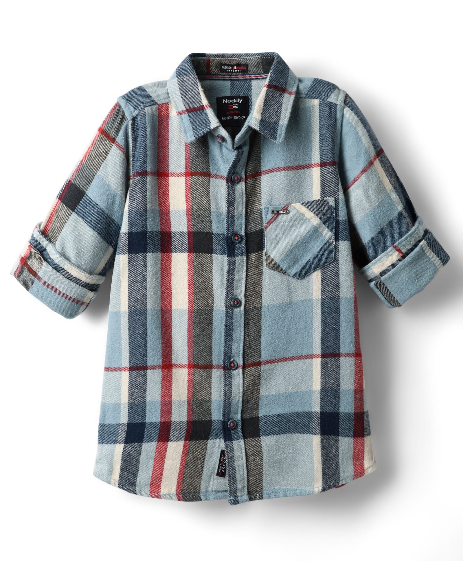 Noddy Full Sleeves Checked Shirt - Light Blue-picture-10