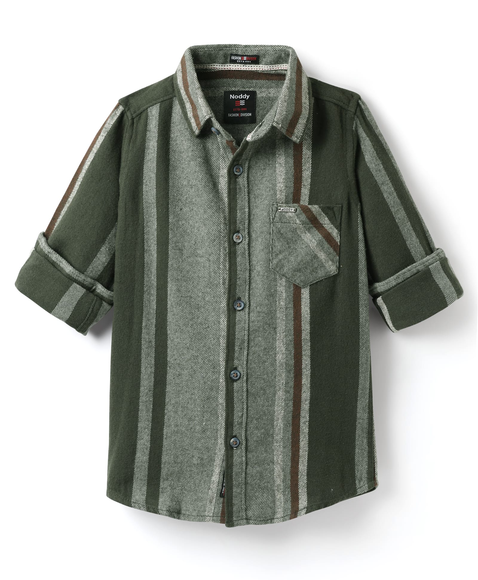 Noddy Full Sleeves Striped Shirt - Green-image-44