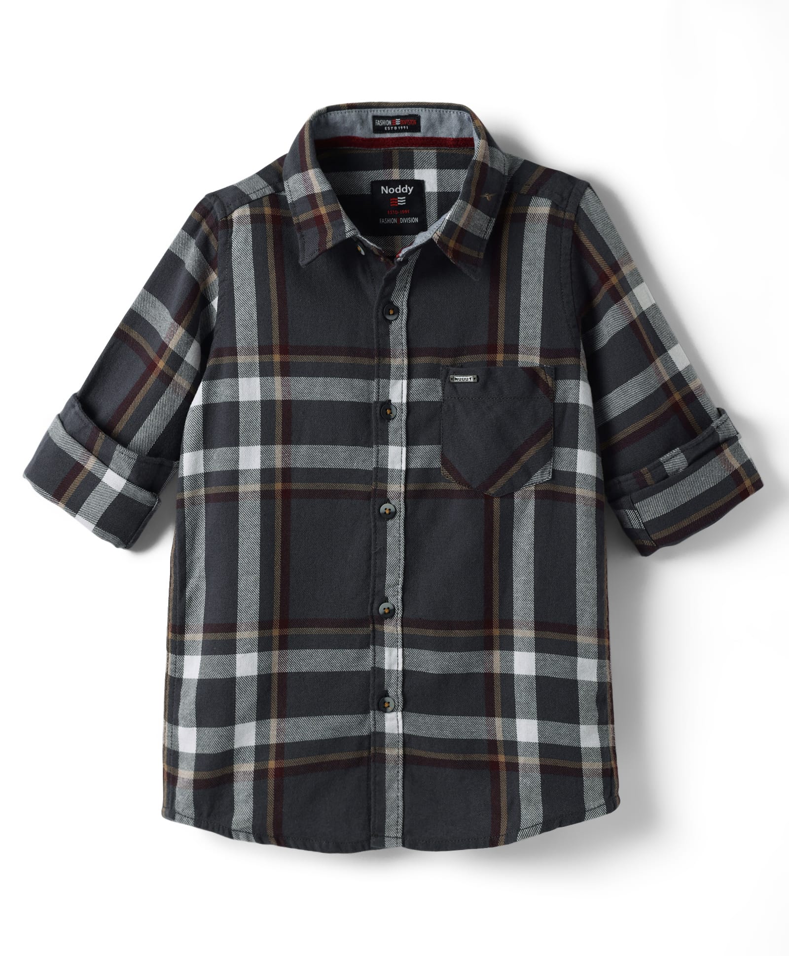 Noddy Full Sleeves Checked Shirt - Grey-picture-13