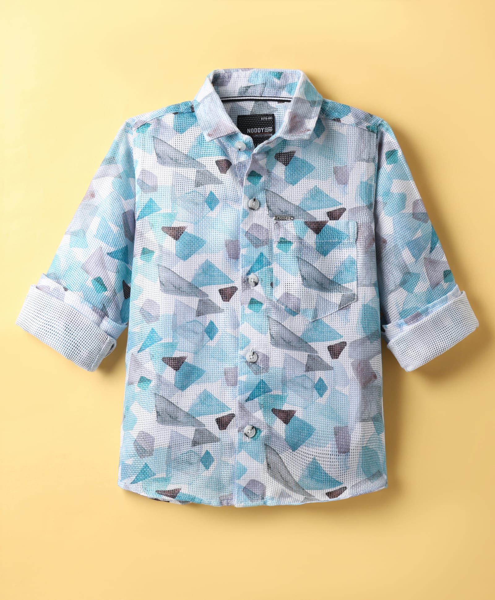 Noddy Full Sleeves Abstract Printed Shirt - Turquoise-picture-30