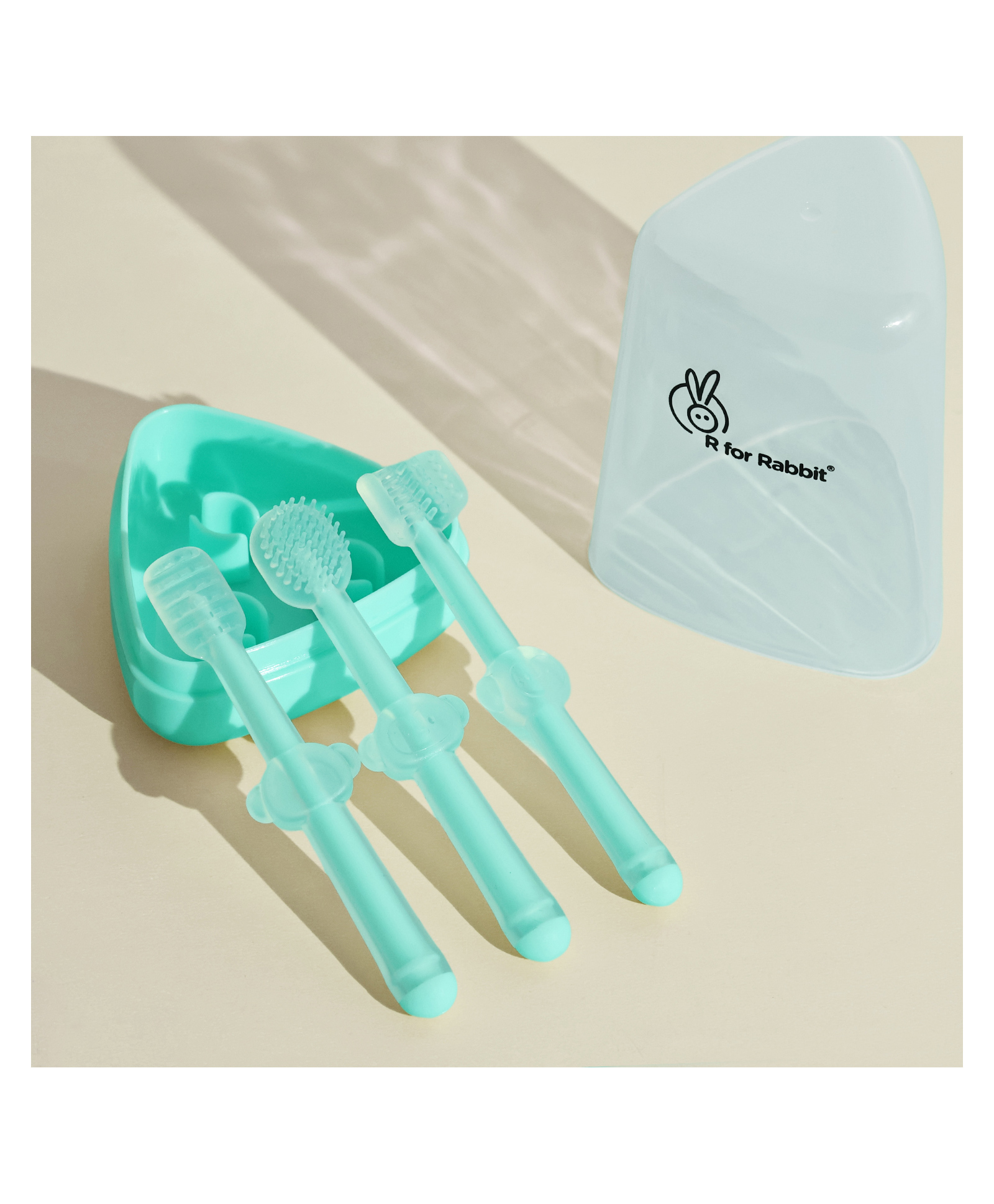 R For Rabbit Tiny Smiles Pixie Baby Toothbrush Set Of 3 - Sea Green