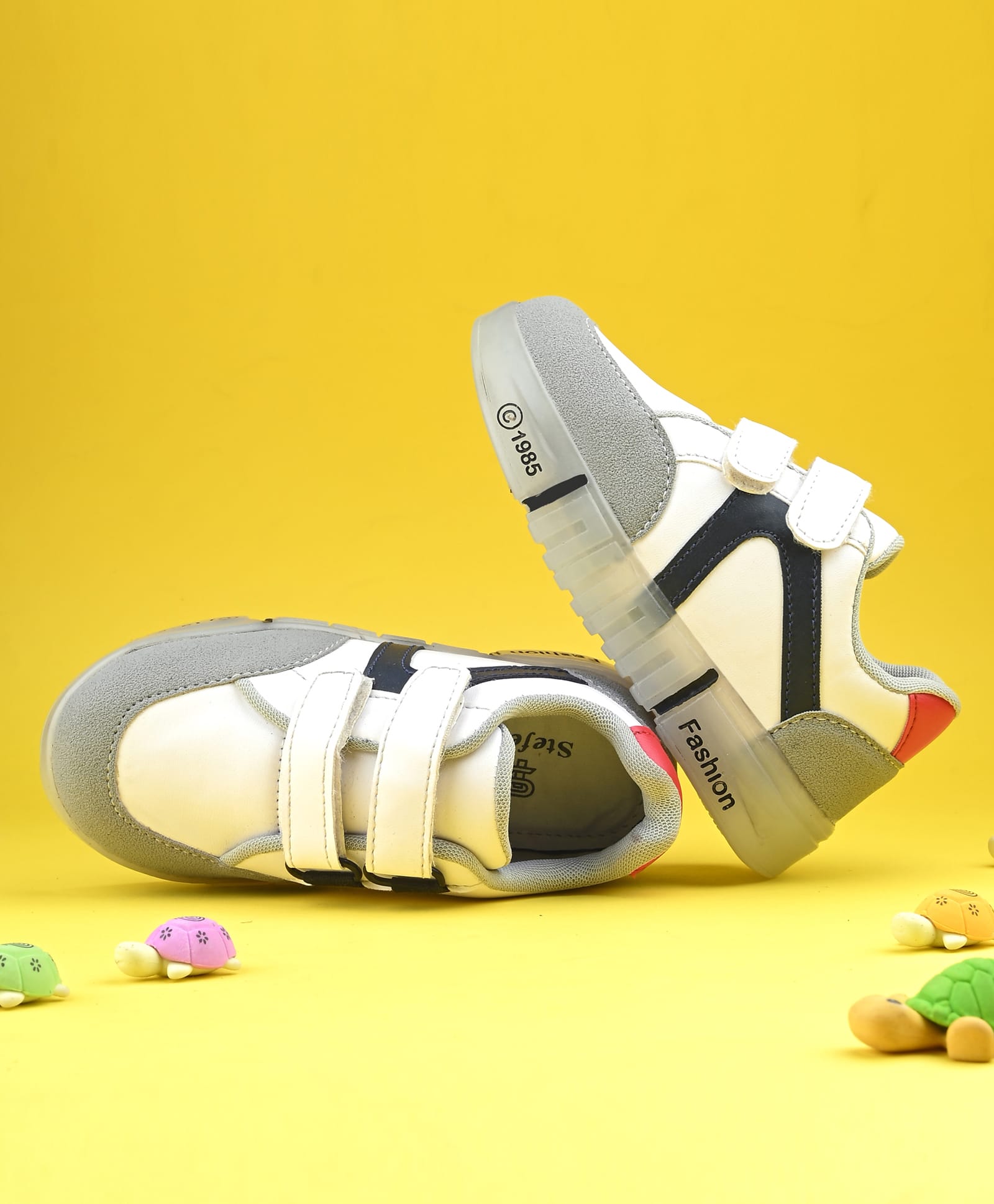Stefens Colour Blocked Velcro Closure Shoes - White & Grey-picture-16