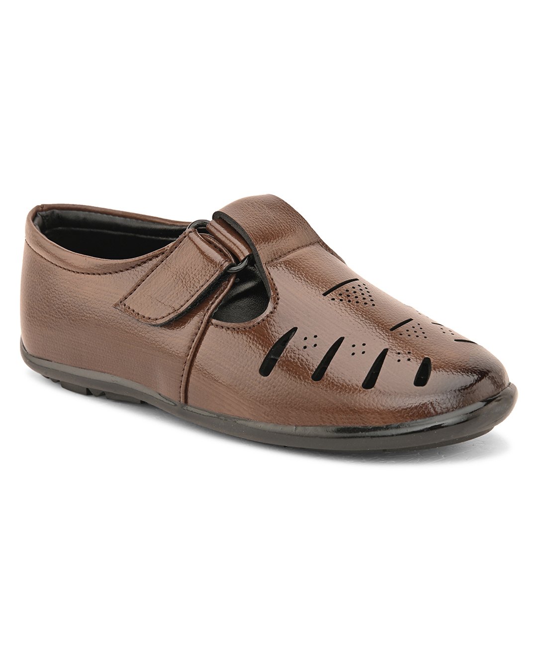 Stefens Solid Velcro Closure Sandals - Brown-picture-20
