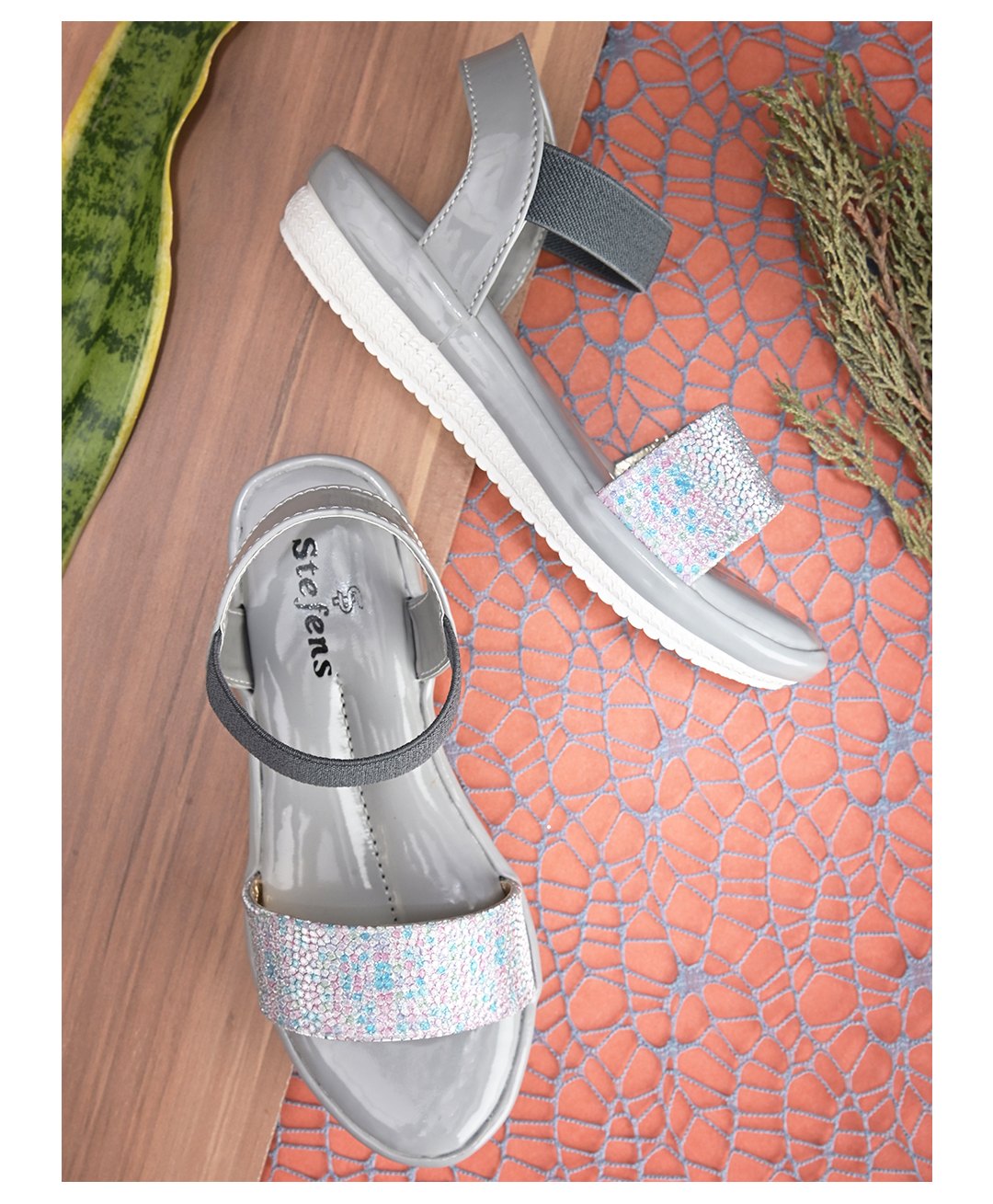 Stefens Abstract Detailed Slip On Sandals - Grey-picture-28