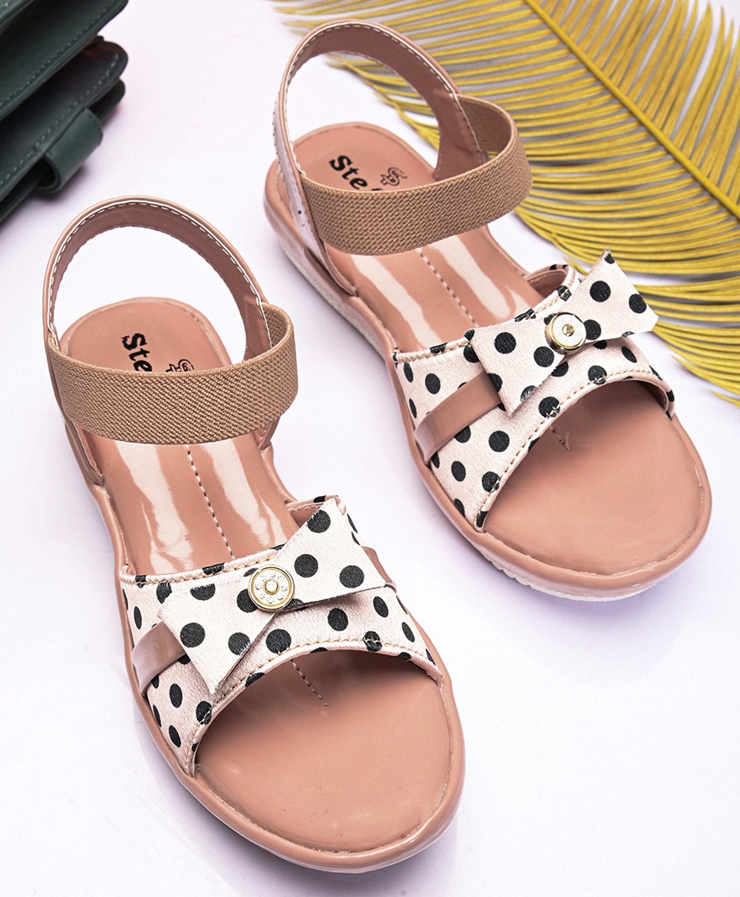 Stefens Bow Applique Detailed Polka Dots Designed Sandals - Beige-picture-25