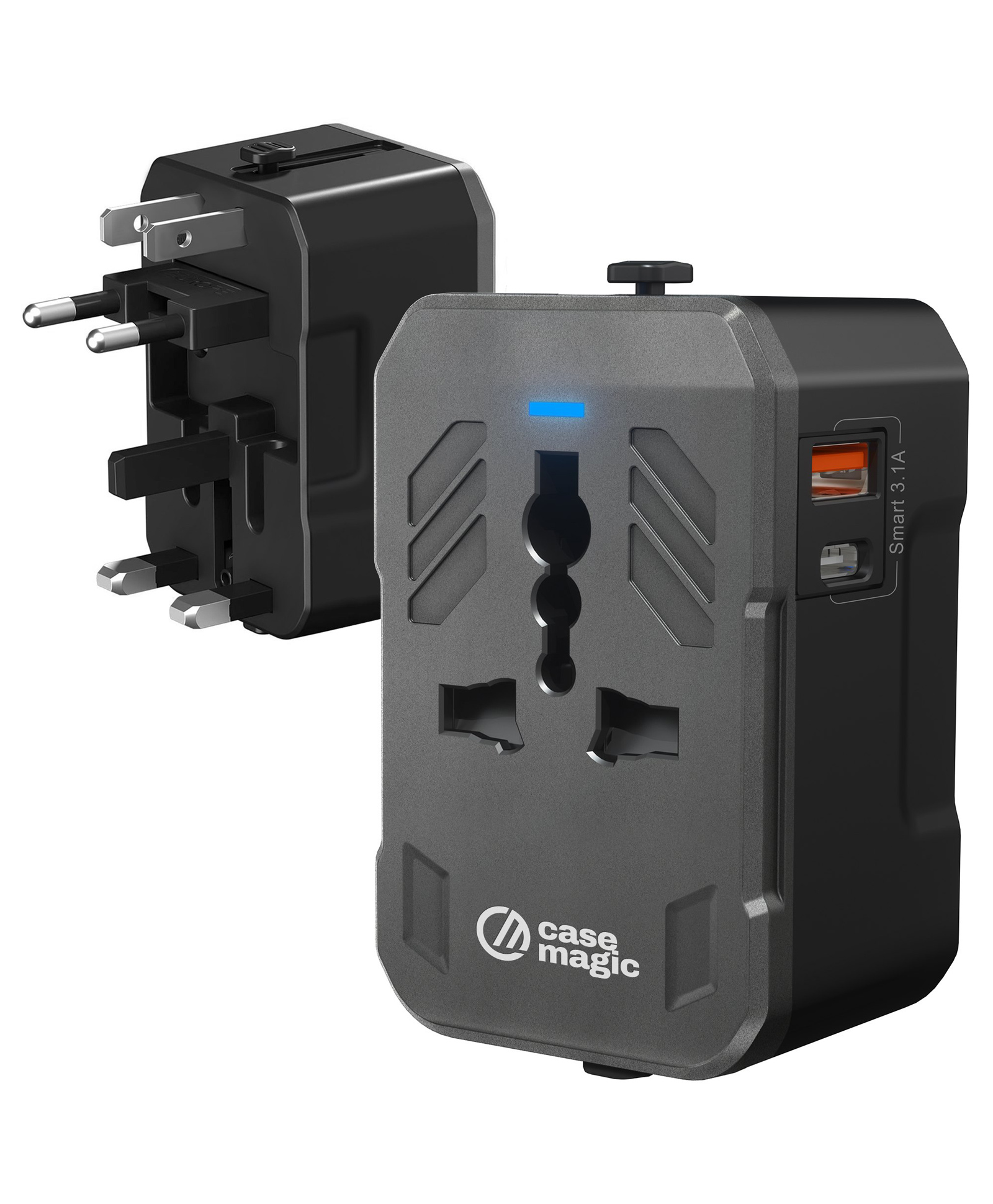 Case Magic Universal Travel Adapter with USB & Type-C | Compatible in 200+ Countries | All-in-One International Power Converter for Mobile, Laptop, Camera | 15W Fast Charging-image-26