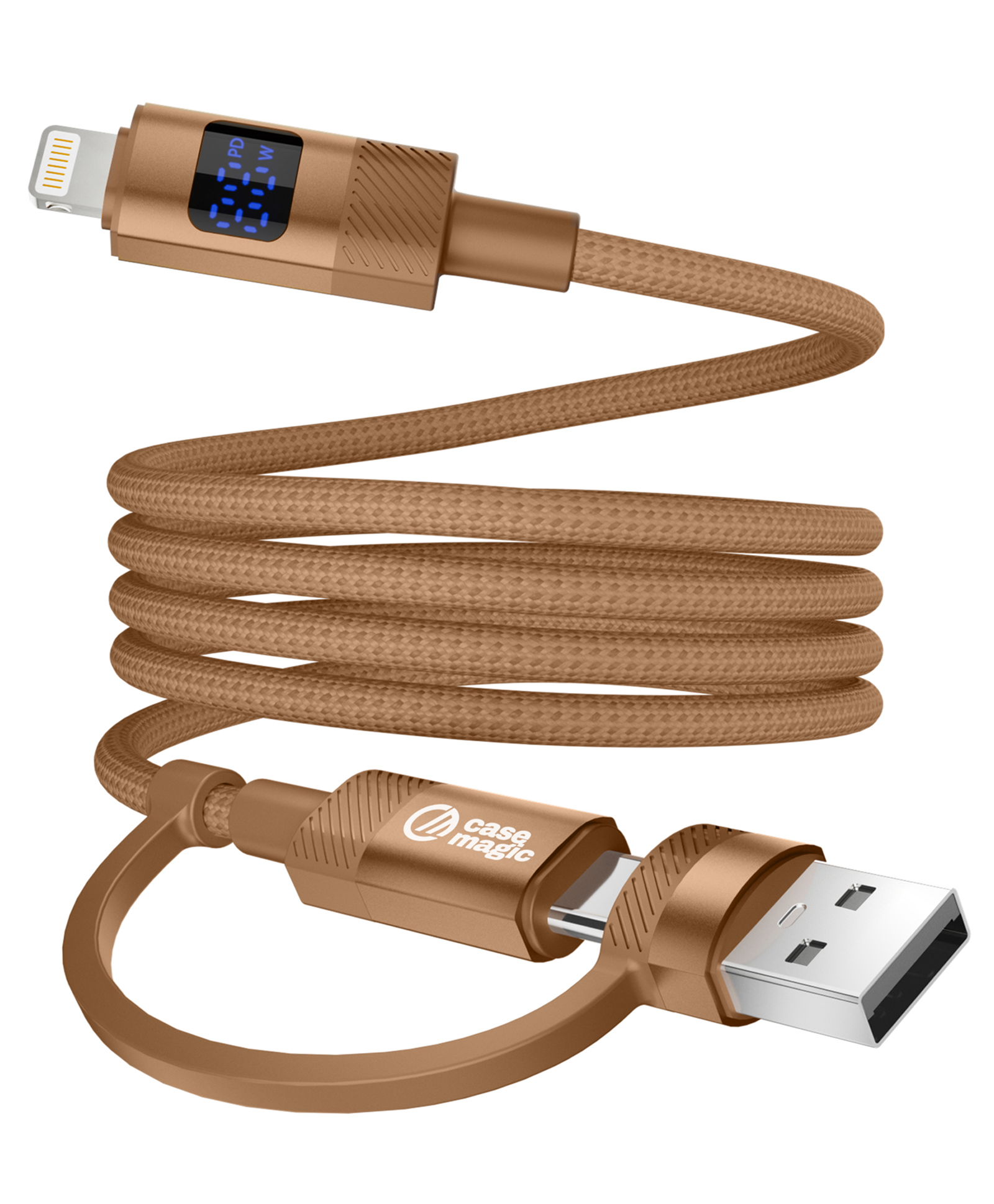 Case Magic 2-in-1 Type-C to Lightning & USB-A to Lightning Cable | LED Display, 27W Fast Charging, 480Mbps Data, Nylon Braided | Compatible with iPhone 14/13/12/11/XS/XR/X/8/SE/Plus, iPad (1M)-image-16