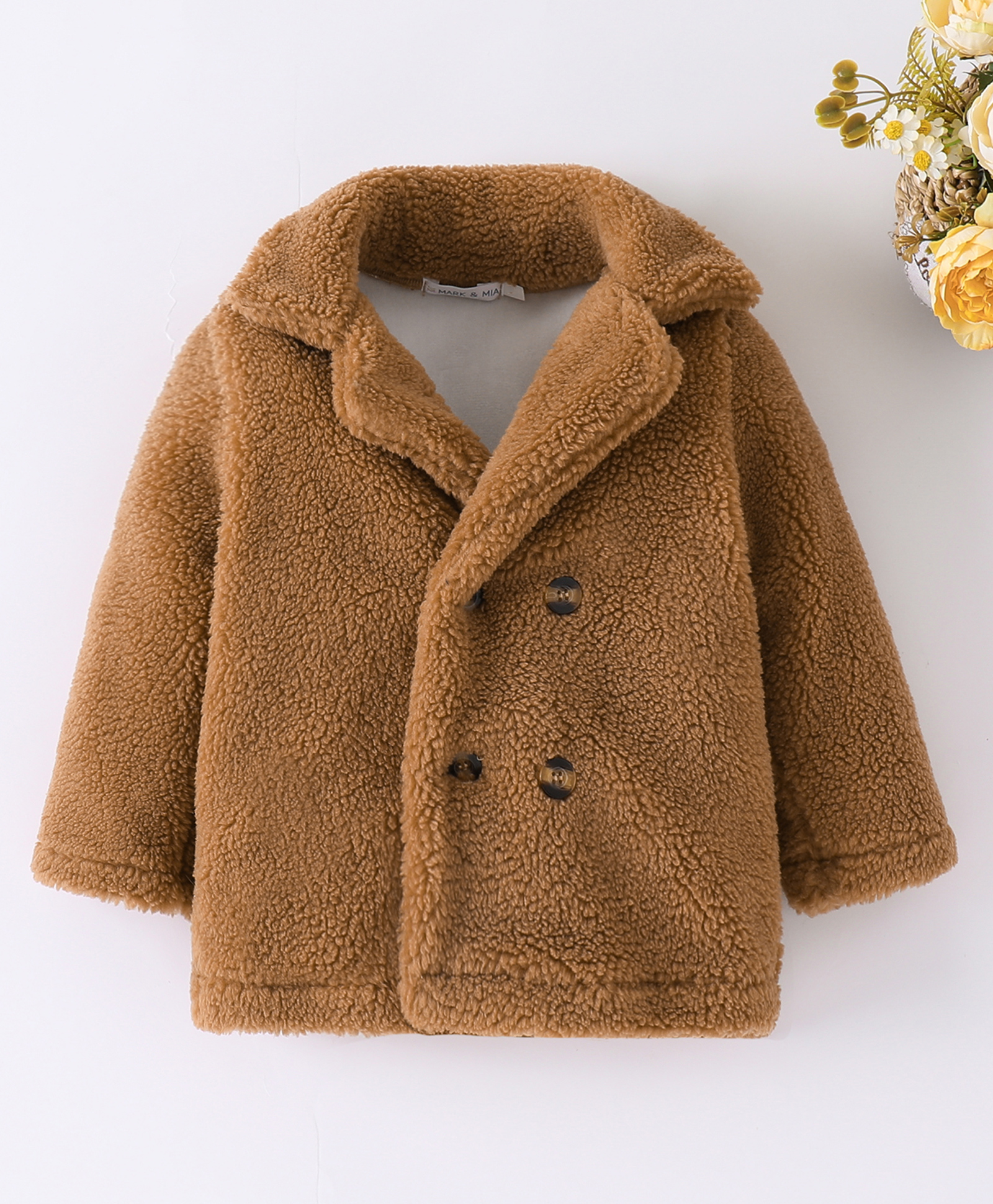 Mark & Mia Full Sleeves Fur Jacket With Collar Neck - Brown-image-46