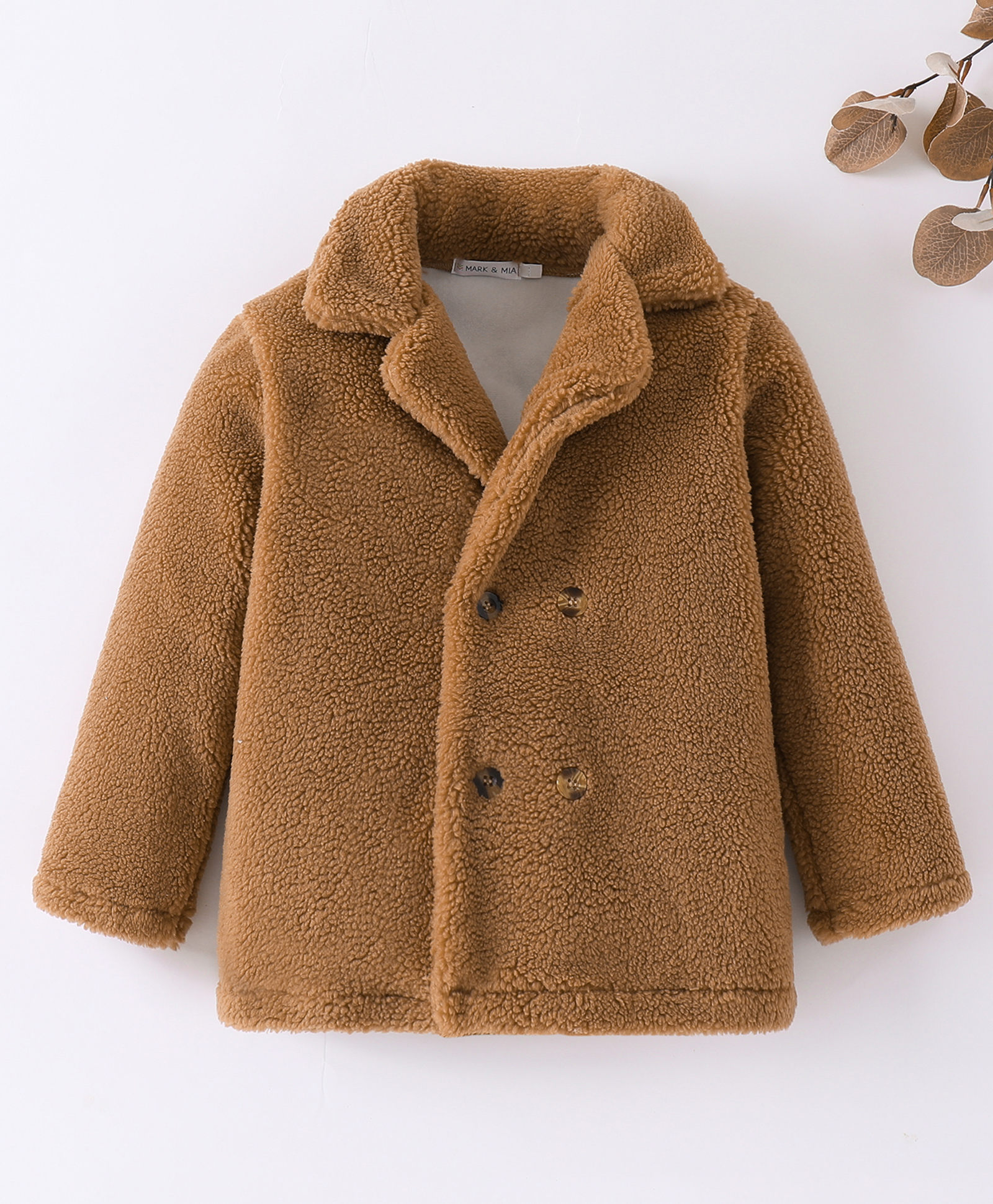 Mark & Mia Full Sleeves Fur Jacket With Collar Neck - Brown-image-11