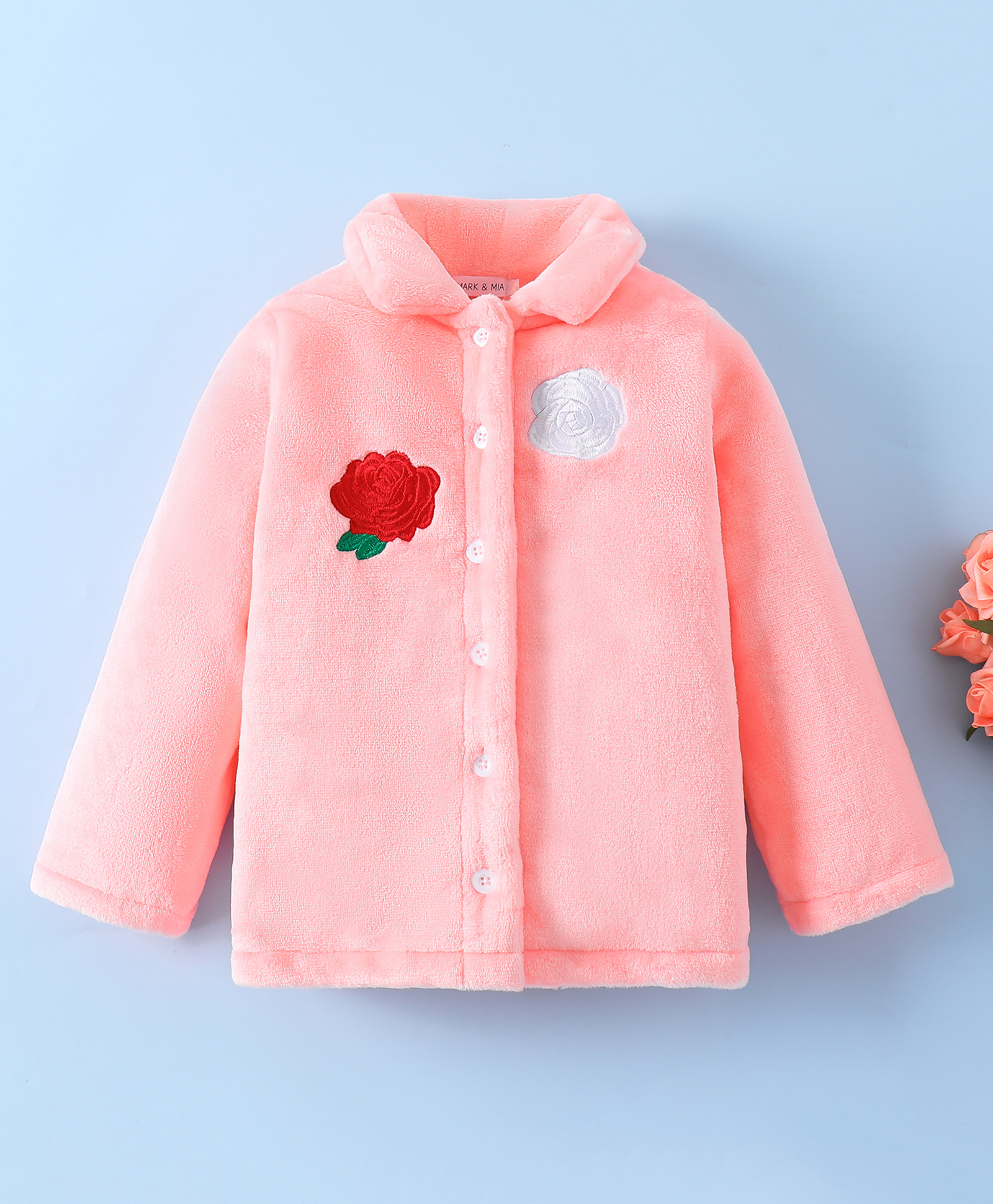 Mark & Mia Full Sleeves Winter Jacket With Floral Embroidery - Pink-picture-24