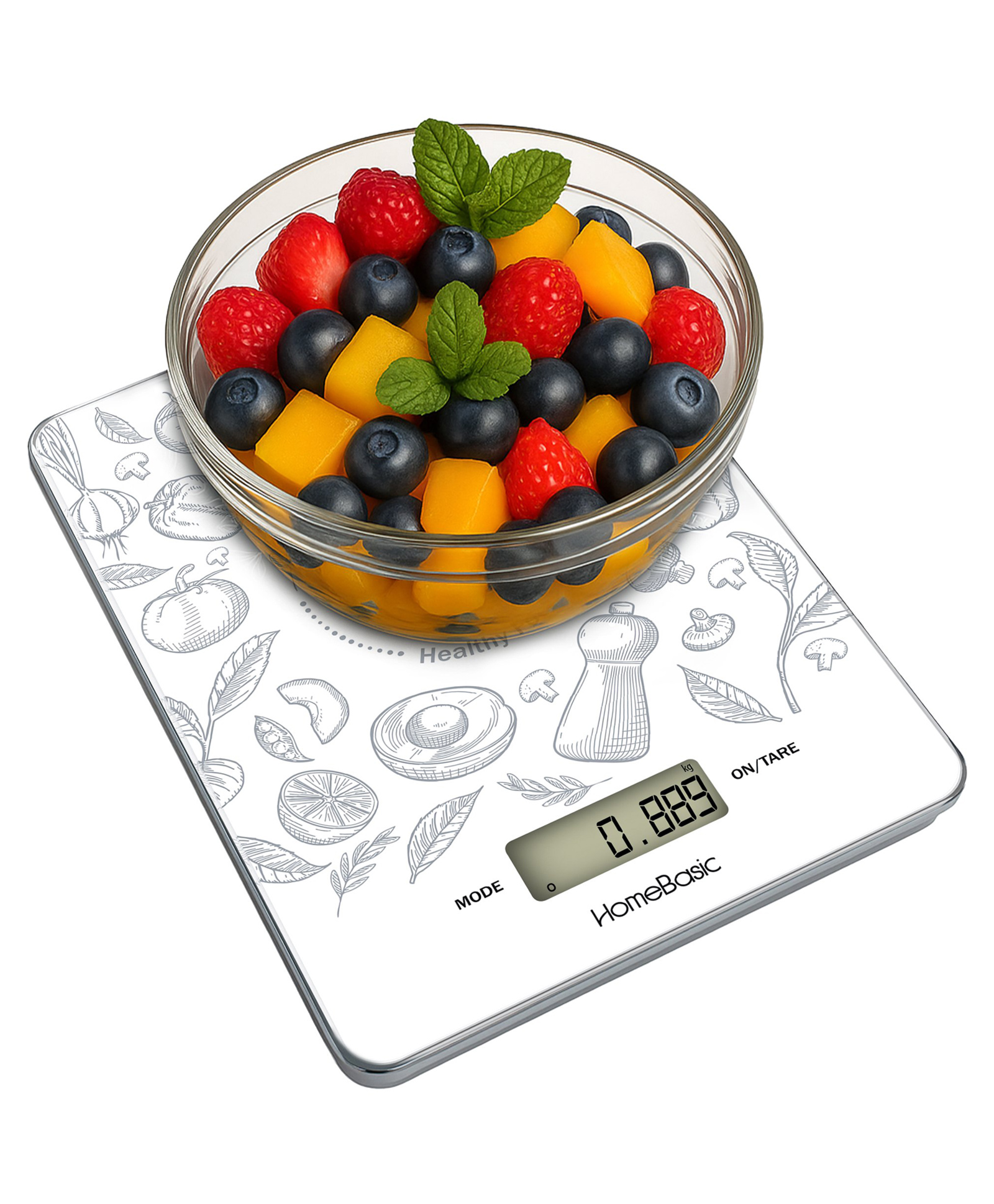 HomeBasic KS100 Portable Digital Kitchen Weighing Scale for Home Baking, Cooking with LCD, Touch Button, Auto-Off, 5 Measurement Units, Tare Function & Capacity up to 5kg Powered Battery (WHITE)-picture-9