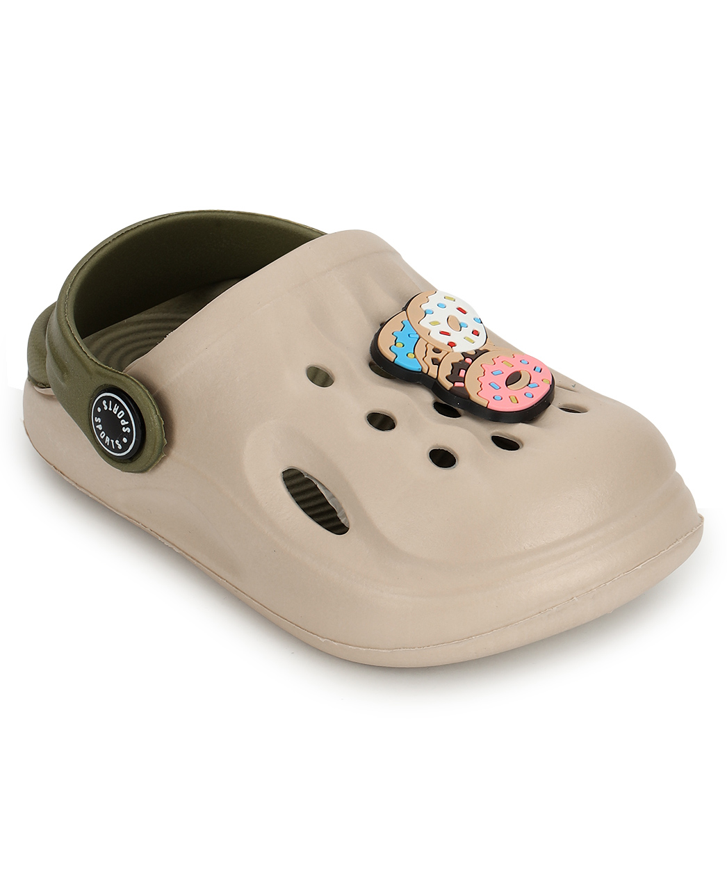 TRUFFLE COLLECTION Perforated Clogs With Donuts Charm - Sand Green-picture-21