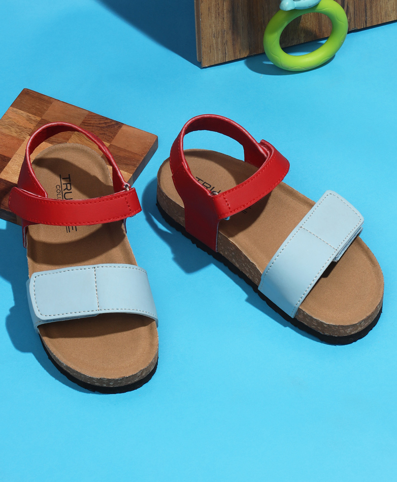 TRUFFLE COLLECTION Colour Blocked Sandals With Double Velcro Closure - Blue-picture-15