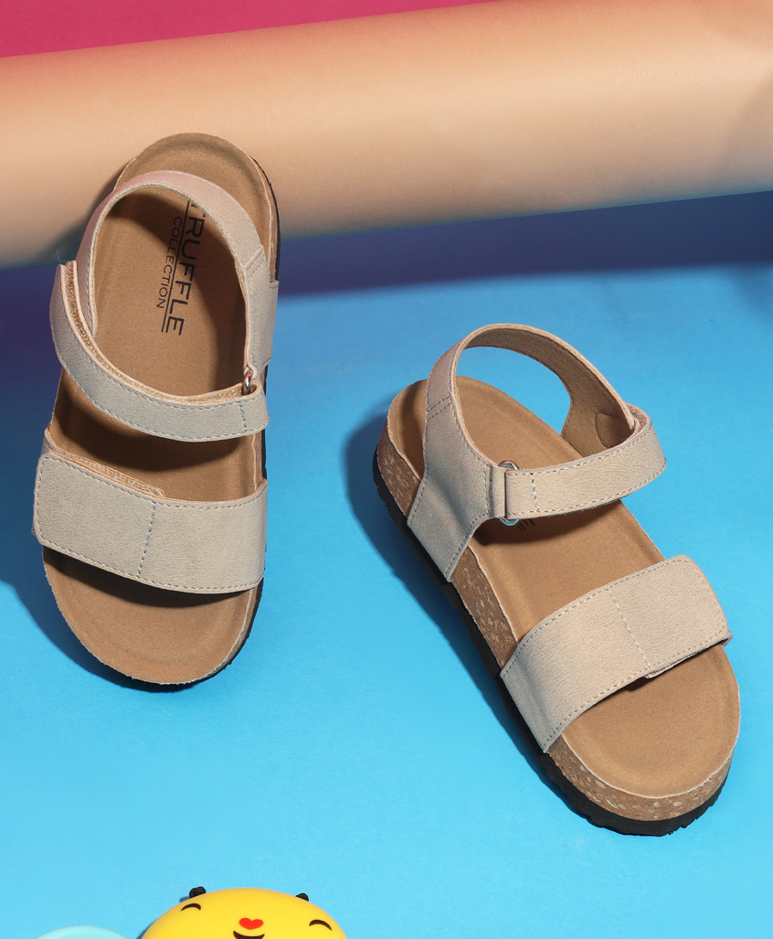 TRUFFLE COLLECTION Solid Sandals With Double Velcro Closure - Brown-picture-22