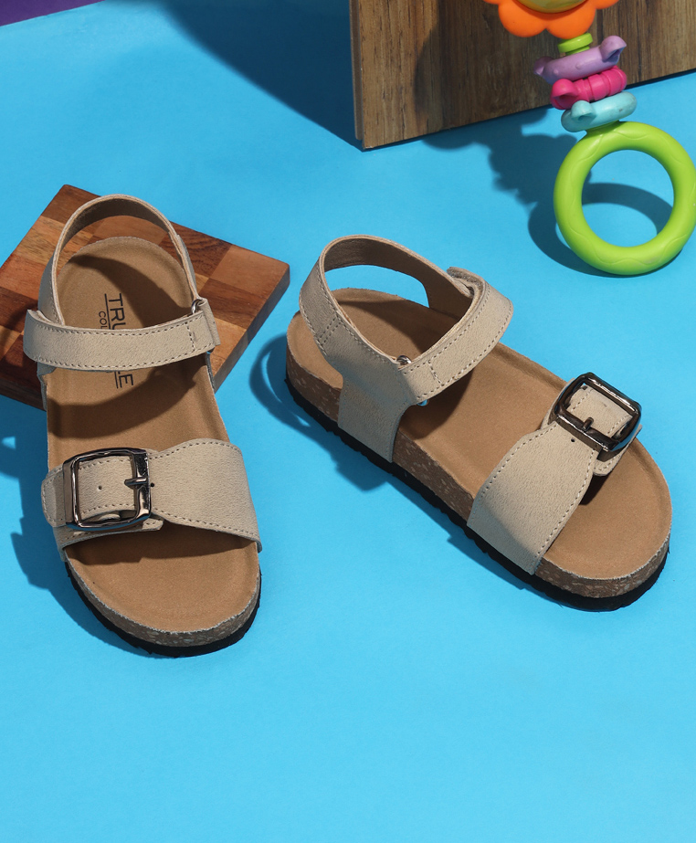 TRUFFLE COLLECTION Colour Blocked Double Velcro Closure Sandals - Beige-picture-39