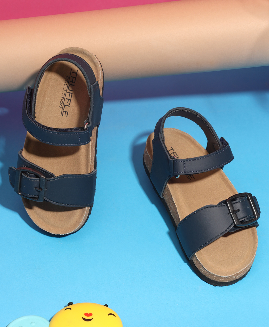 TRUFFLE COLLECTION Colour Blocked Double Velcro Closure Sandals - Blue-picture-28