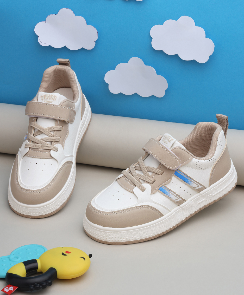 TRUFFLE COLLECTION Colour Blocked With Lace Up & Velcro Closure Sneakers - Beige-picture-40