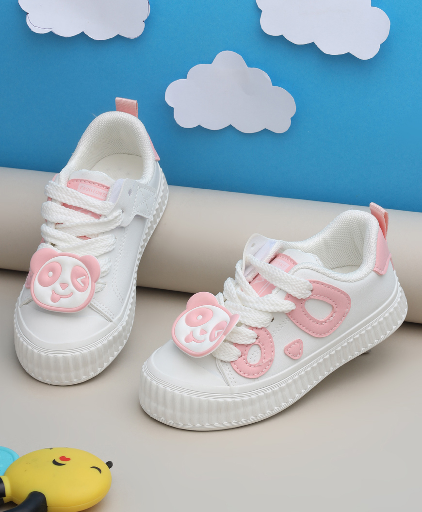 TRUFFLE COLLECTION Panda Applique Detailed Lace Ups Sneakers - Pink-image-41