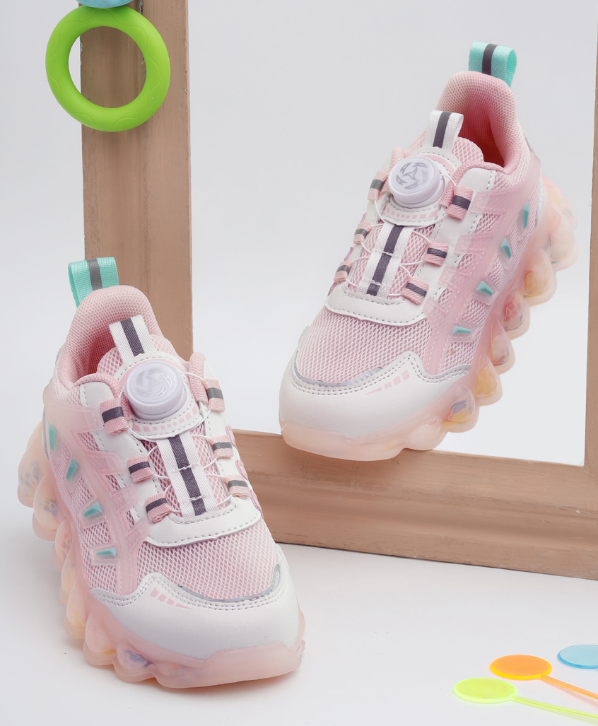 TRUFFLE COLLECTION Mesh Detailed Rotating Button Sneakers - Pink-image-40
