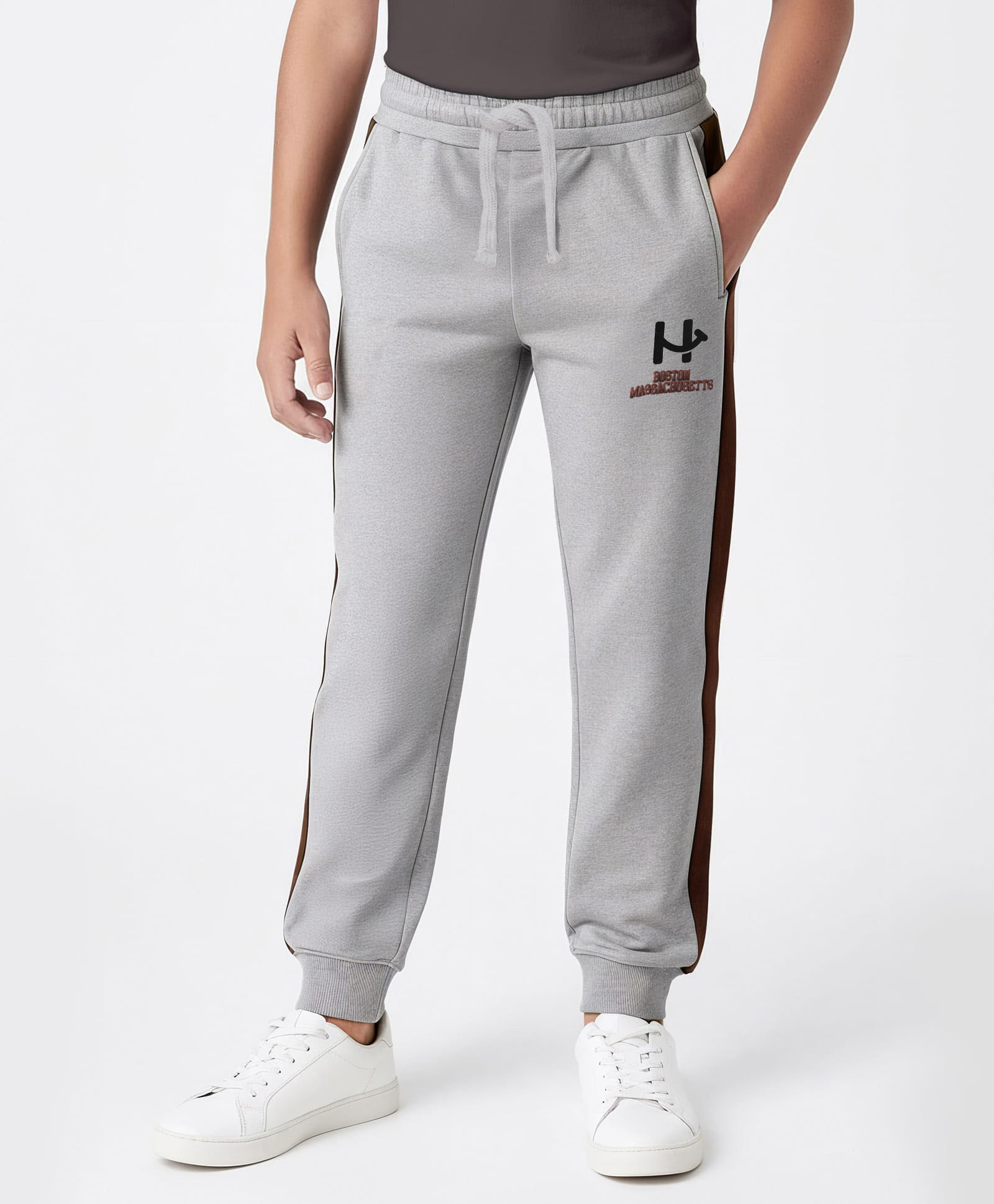 Honeyhap 100% Cotton Knit Full Length Lounge Pant With Bio Finish & Text Print - Melange-picture-20