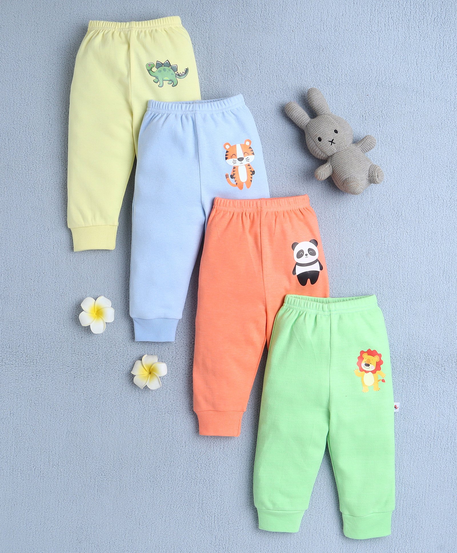 BUMZEE Cotton Knit Full Length Lounge Pants with Animal Print Pack of 4 - Multicolor-picture-21