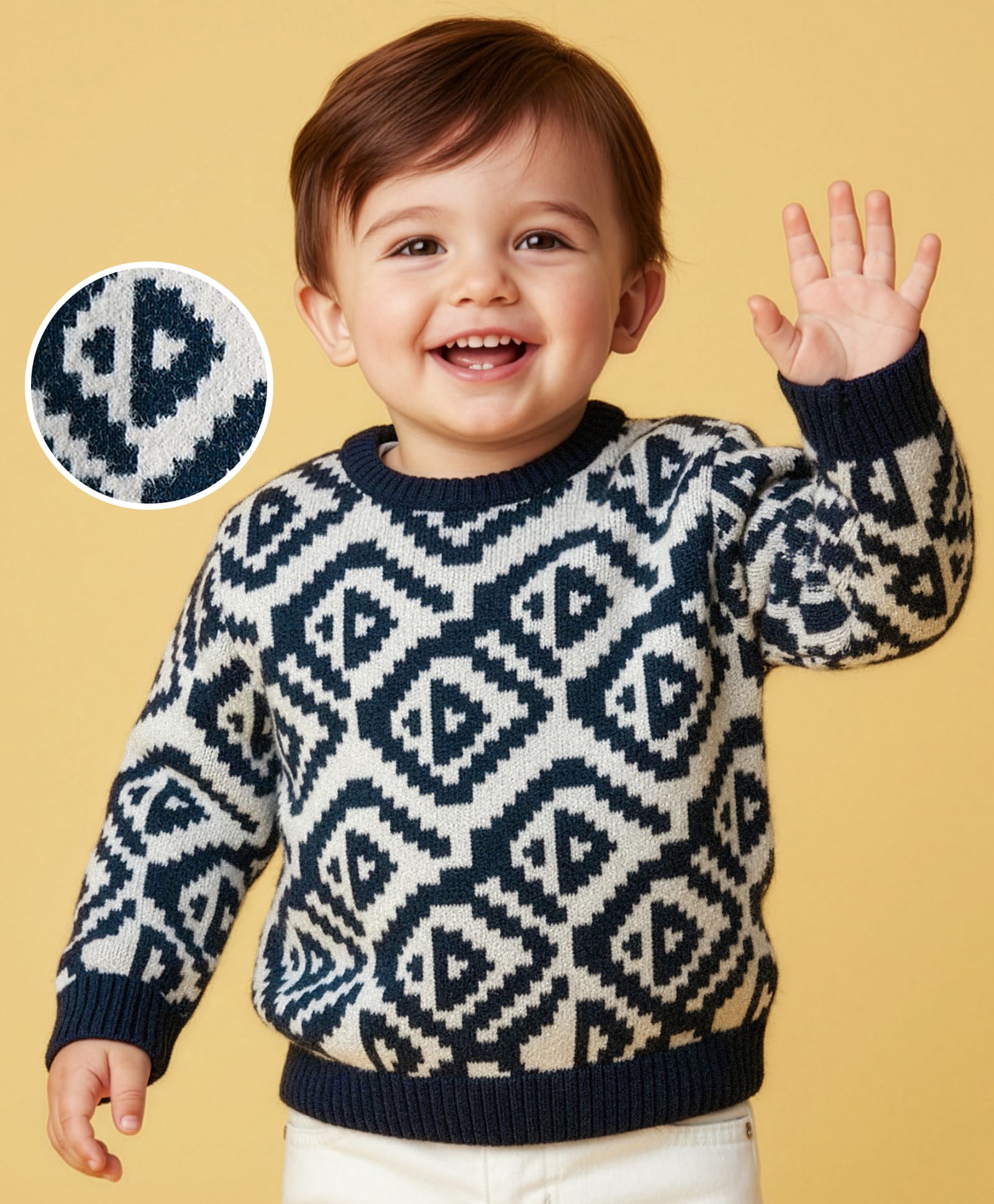 Babyoye 100% Cotton Full Sleeves Pullover Sweater - Navy Blue-image-21