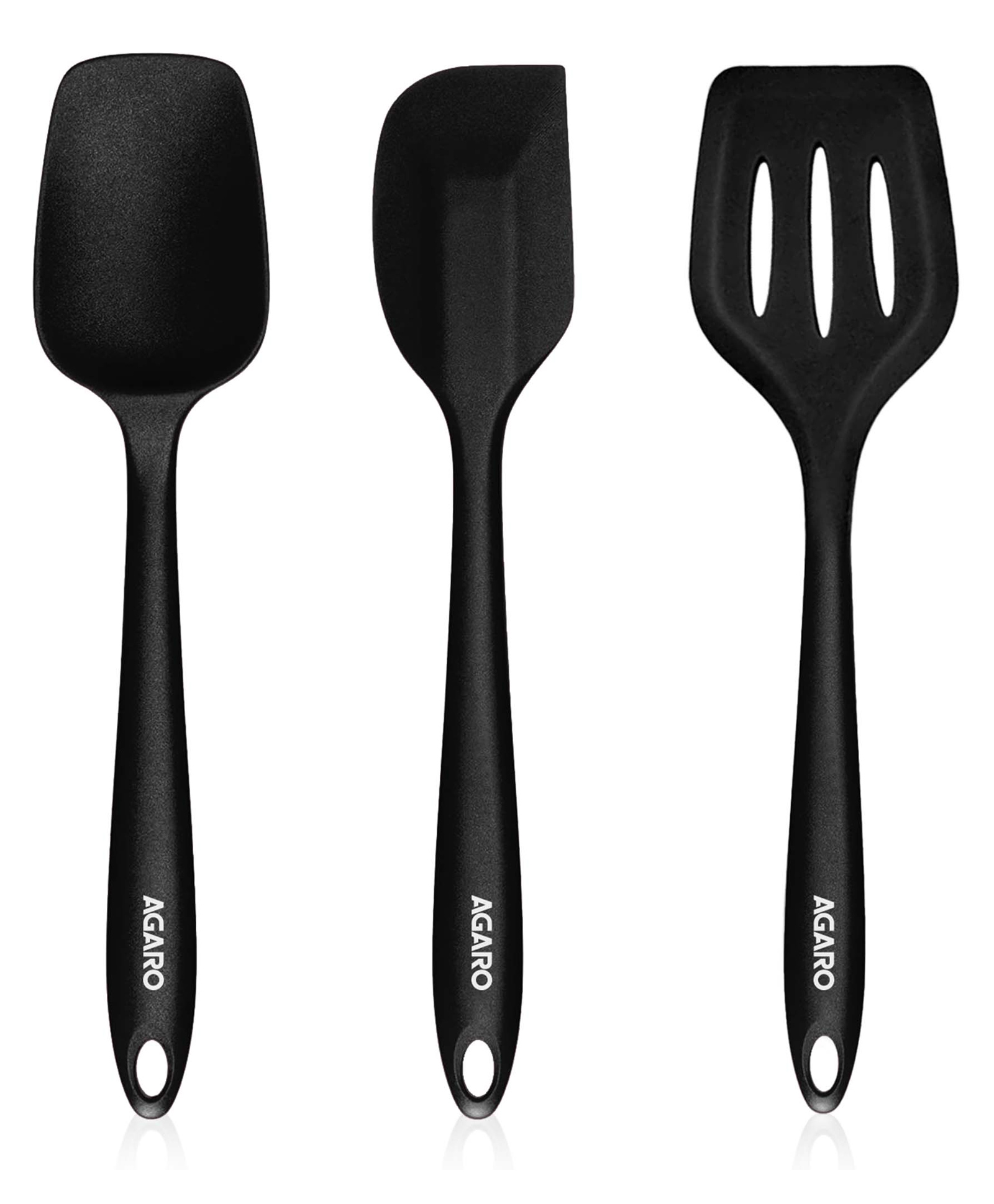 AGARO BPA Free Non-Stick Safe Delux Silicone Spatula with Seamless Design Set of 3 - Black-image-28