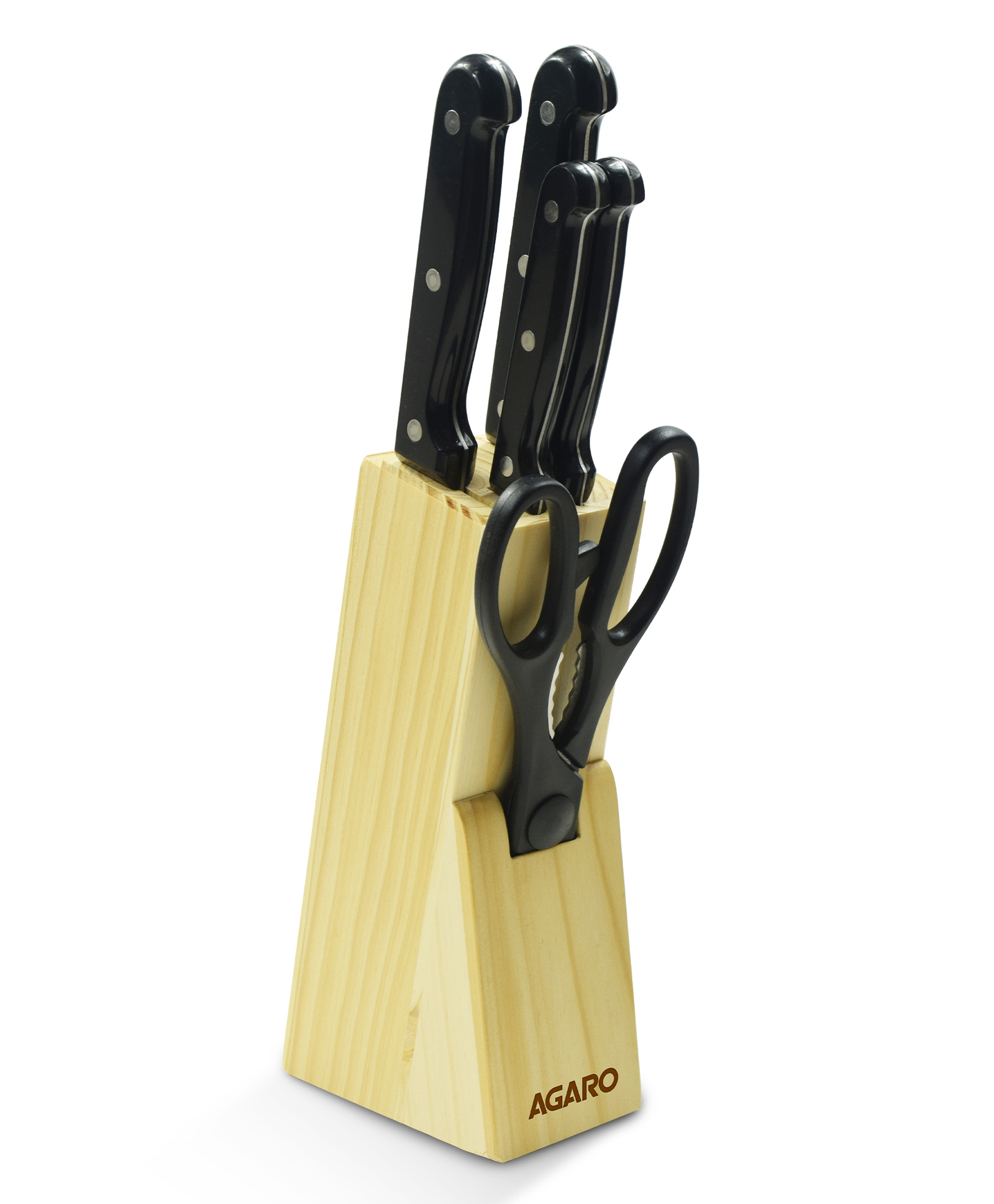 AGARO Galaxy Stainless Steel Knife & Scissor Set with Wooden Block Steel-image-4