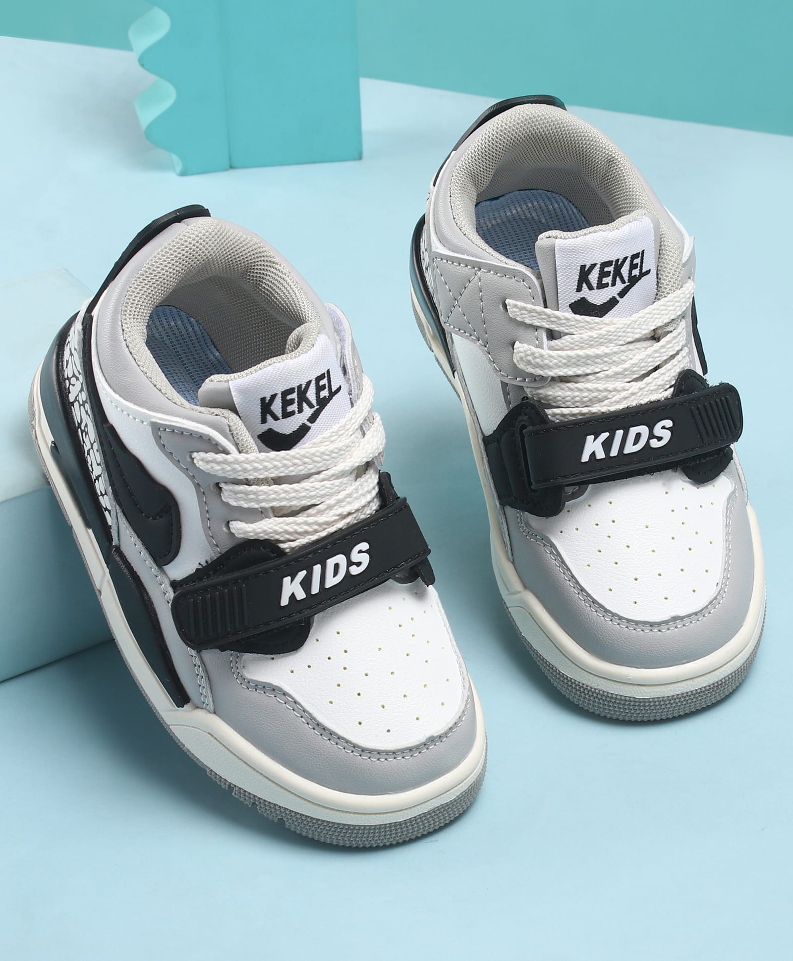 KIDLINGSS Abstract Designed Colour Blocked Velcro Closure Sneakers - Black-image-21