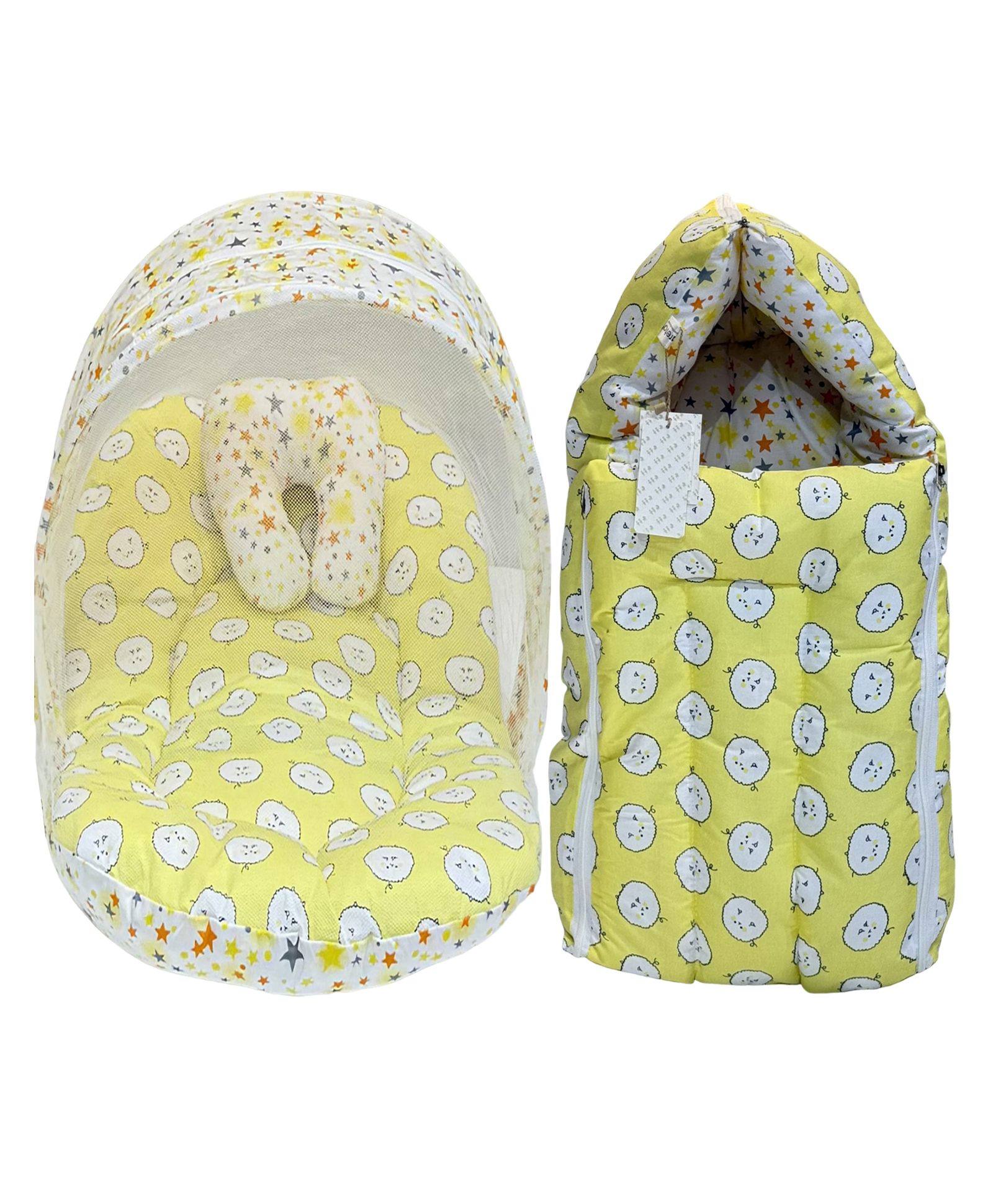 Fareto Baby Sleeping Essential Mattress with Net Bedding Set Combo Carry Bag, Yellow-image-18
