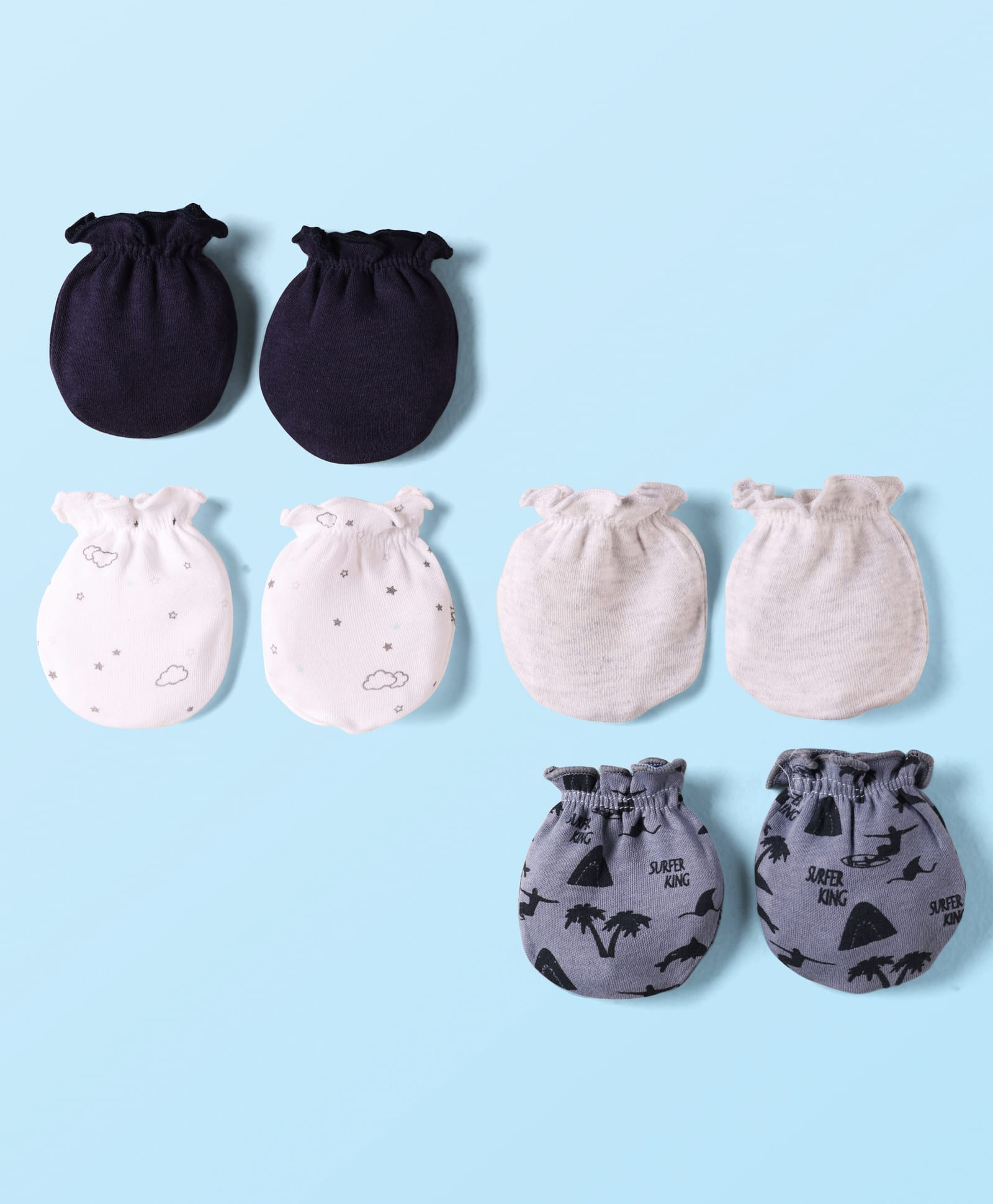 Ben Benny Interlock Knit Mittens With Star & Beach Theme Print Pack of 4 - Multicolor-picture-20