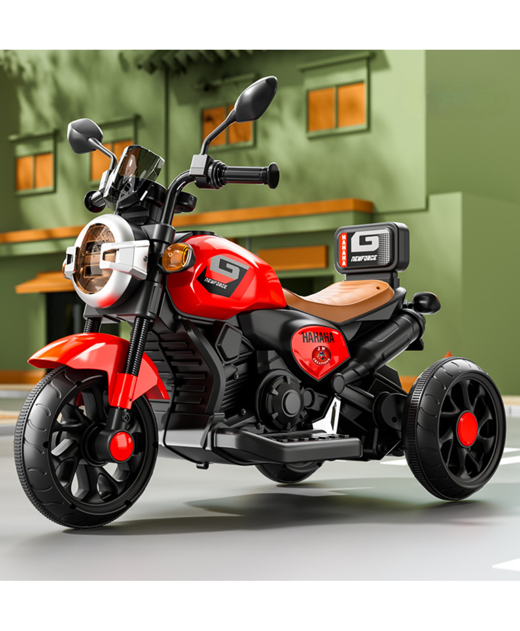 JN Creations 6V Battery Operated Ride On Yamaha RX-100 Bike for Kids with Foot Accelerator & Brake (RED)-image-34