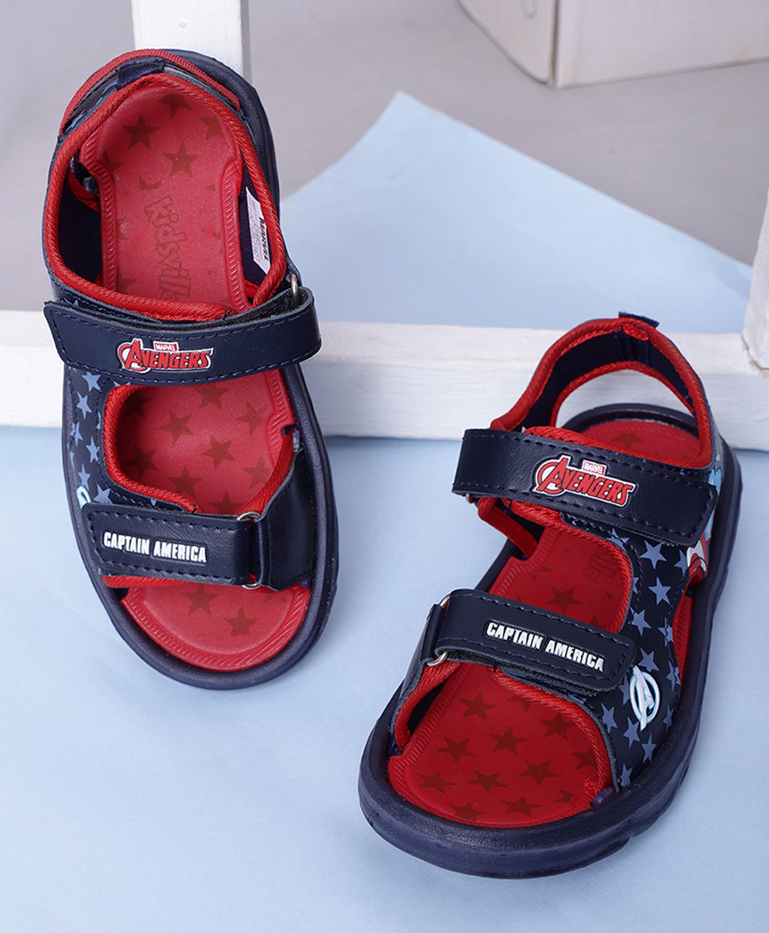 Kidsville Marvel Featuring Captain America Designed Sandals With Velcro Closure - Navy Blue-picture-11