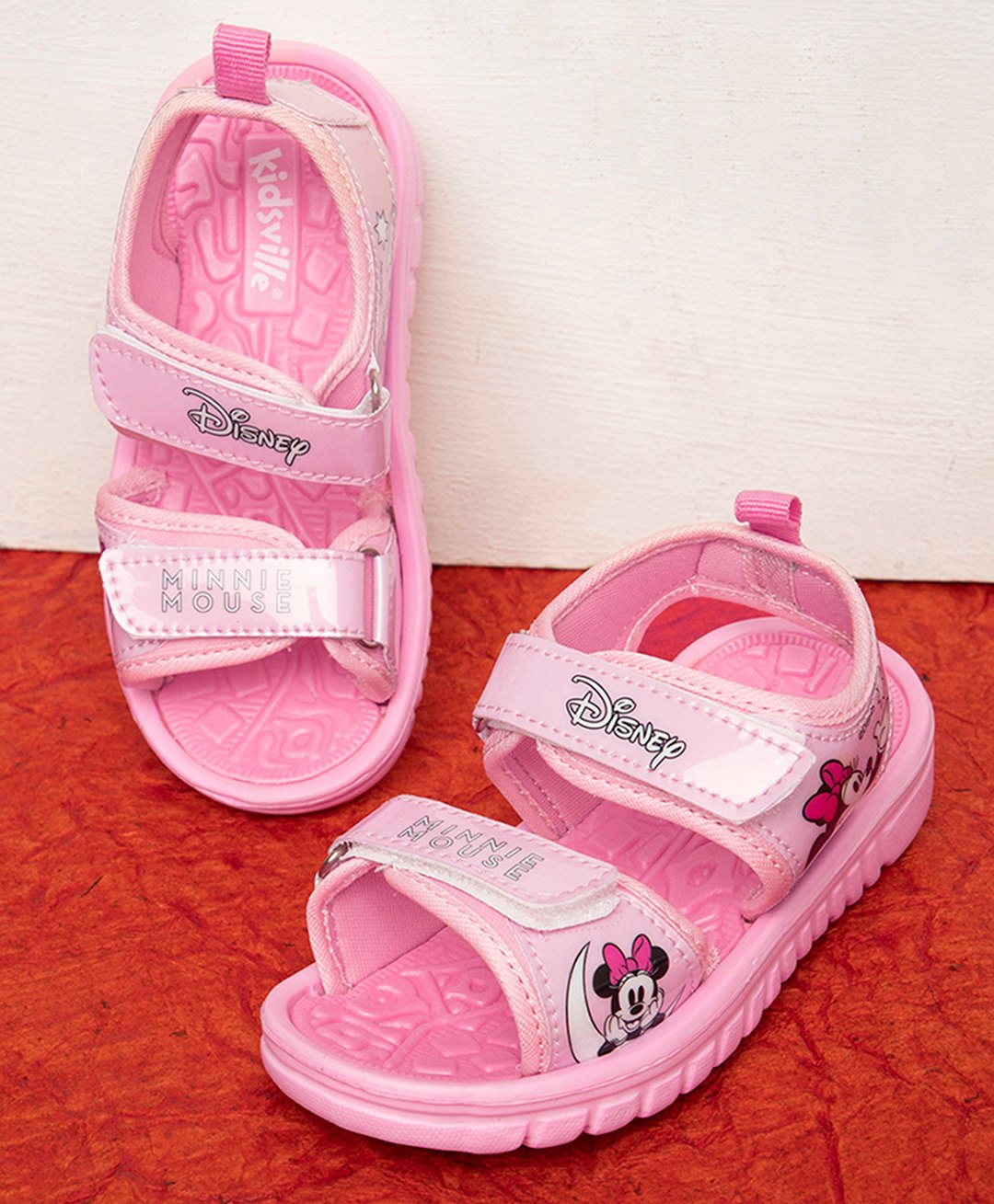 Kidsville Disney Mickey & Friends Featuring Minnie Mouse Designed Sandals With Velcro Closure - Pink-image-35