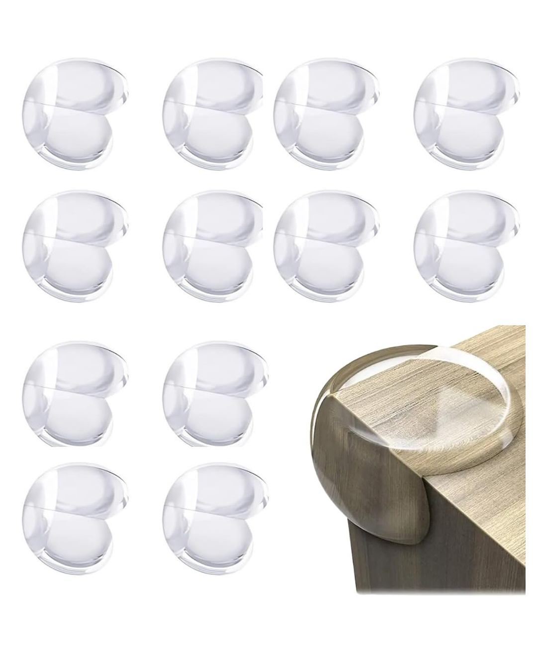 Nexbie Corner Protectors, 12 Pack Clear Table Edge Guards, Transparent PVC Safety Round Cushions-image-5