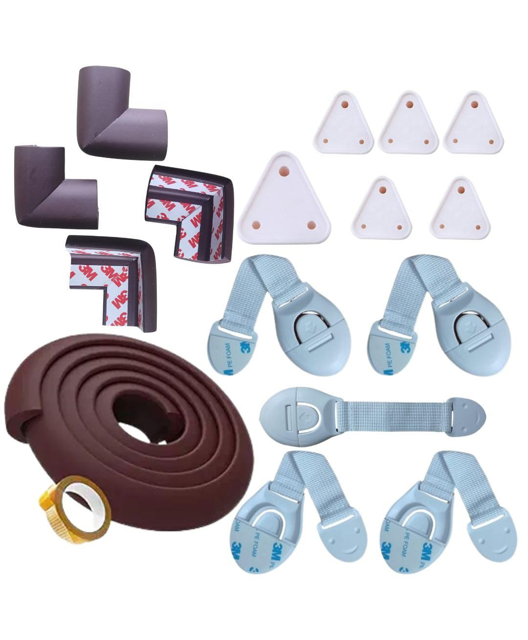 Nexbie Baby Safety Kit - 2 Meters Edge Guard + 4 Corner Guards + 6 Socket Guards + 5 Child Safety Locks for Drawers, Cabinets etc., All-in-one Baby Proofing Products-image-3