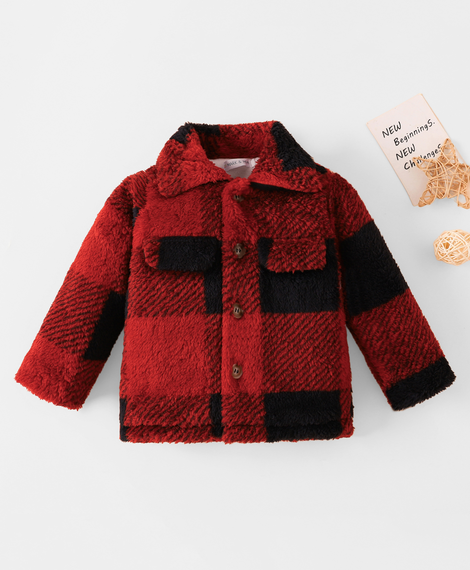 Mark & Mia Full Sleeves Winter Jacket with Checks - Red-image-42