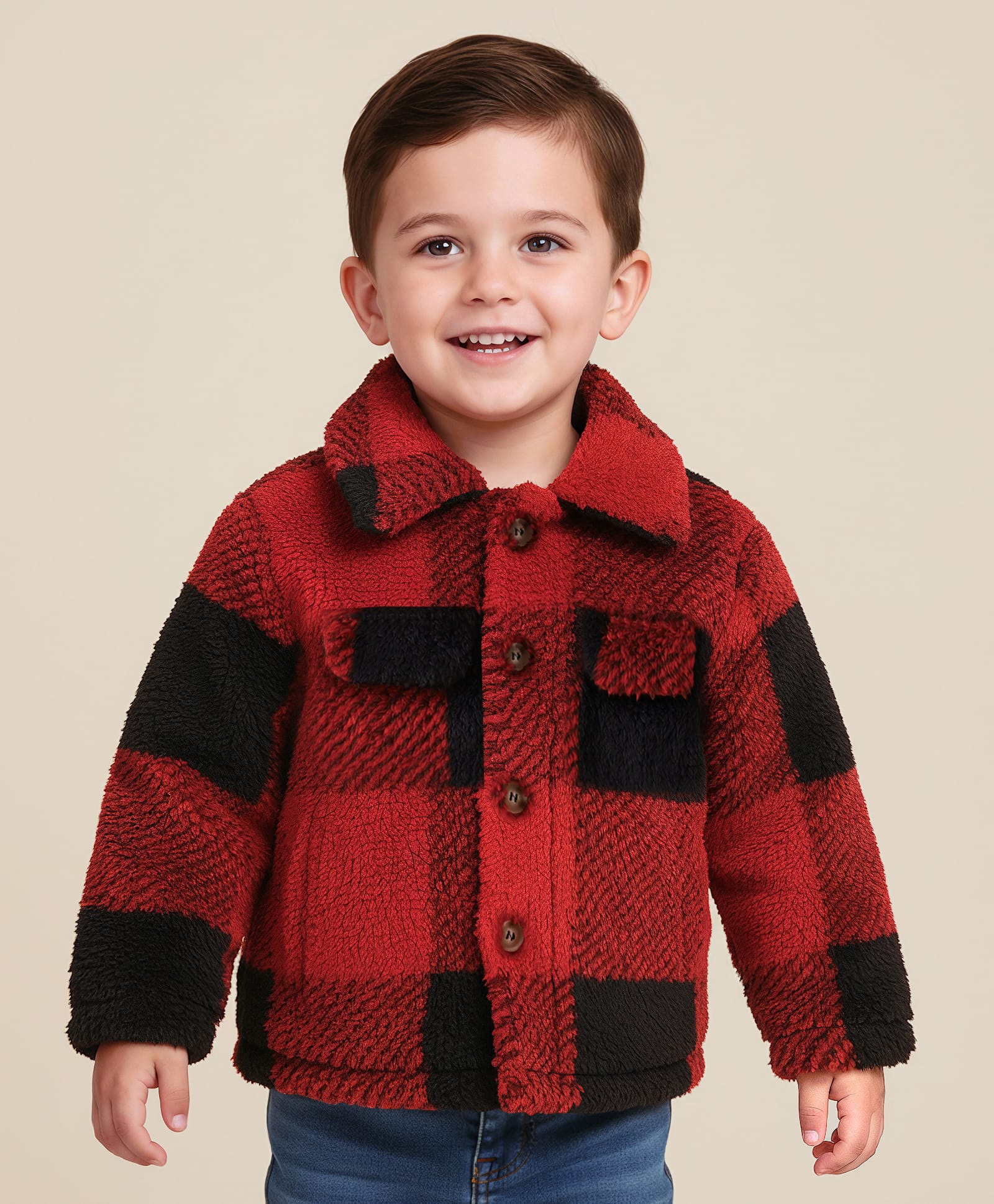 Mark & Mia Full Sleeves Jacket with Checks - Red-image-20