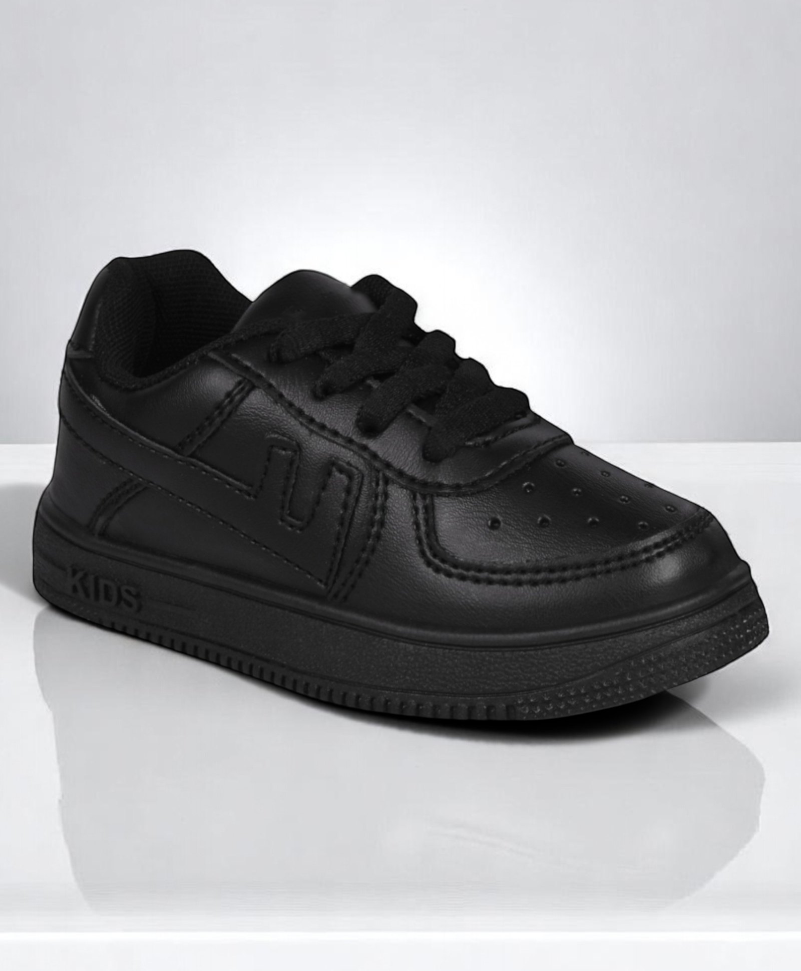 Lil Lollipop Solid Lace Up Shoes - Black-picture-20
