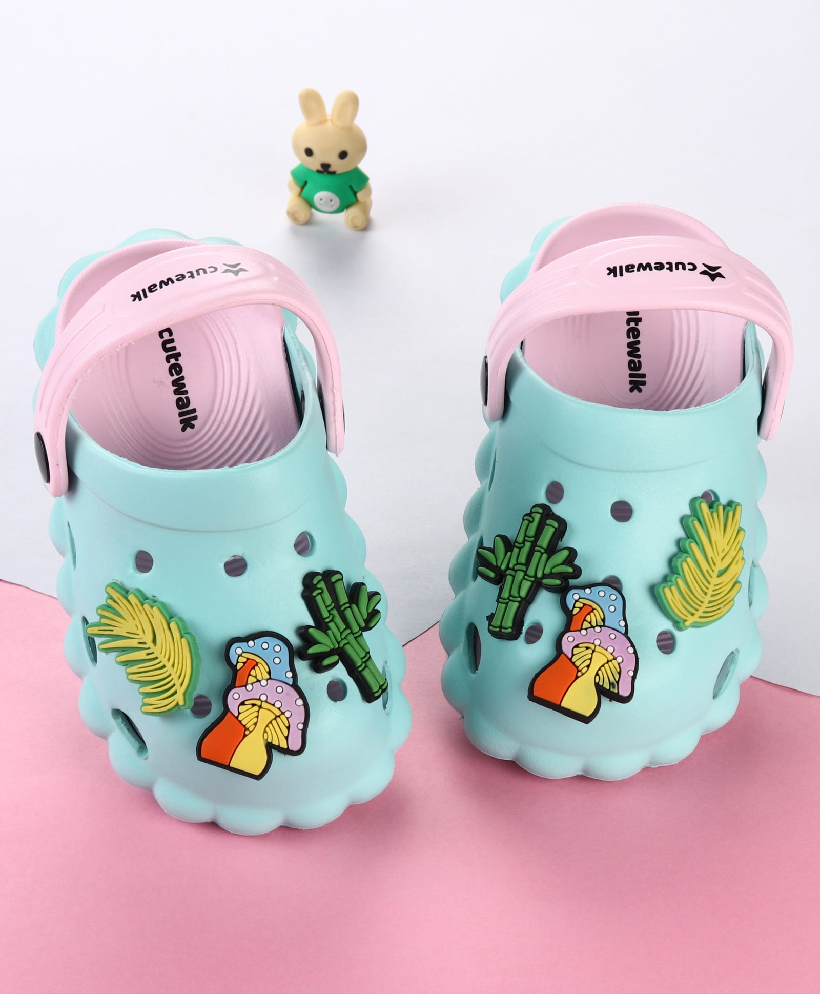 Cute Walk by Babyhug Clogs with Leaves Applique & Back Strap - Mint-image-9