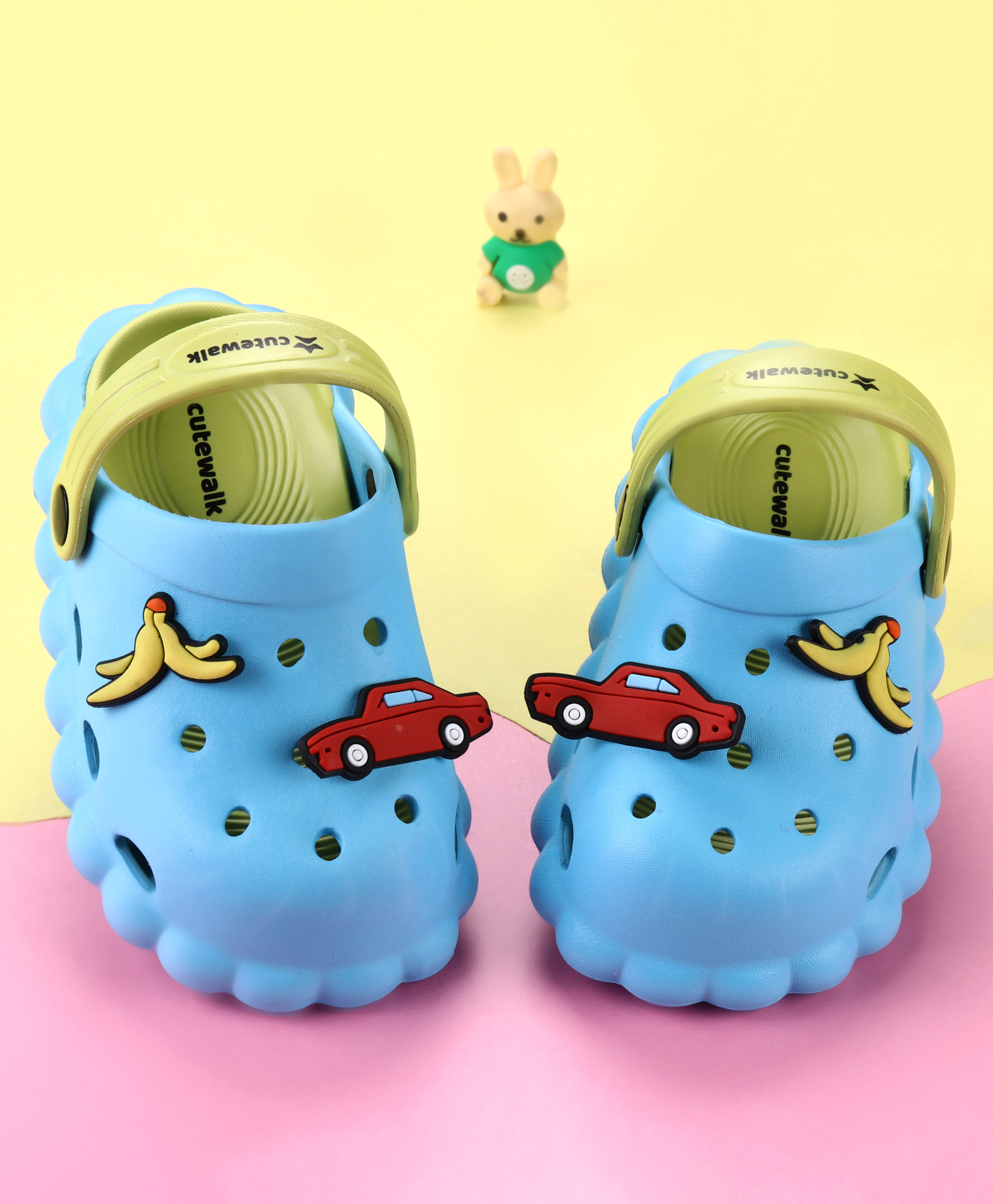 Cute Walk by Babyhug Back Strap Closure Clogs with Car Applique - Blue-picture-19