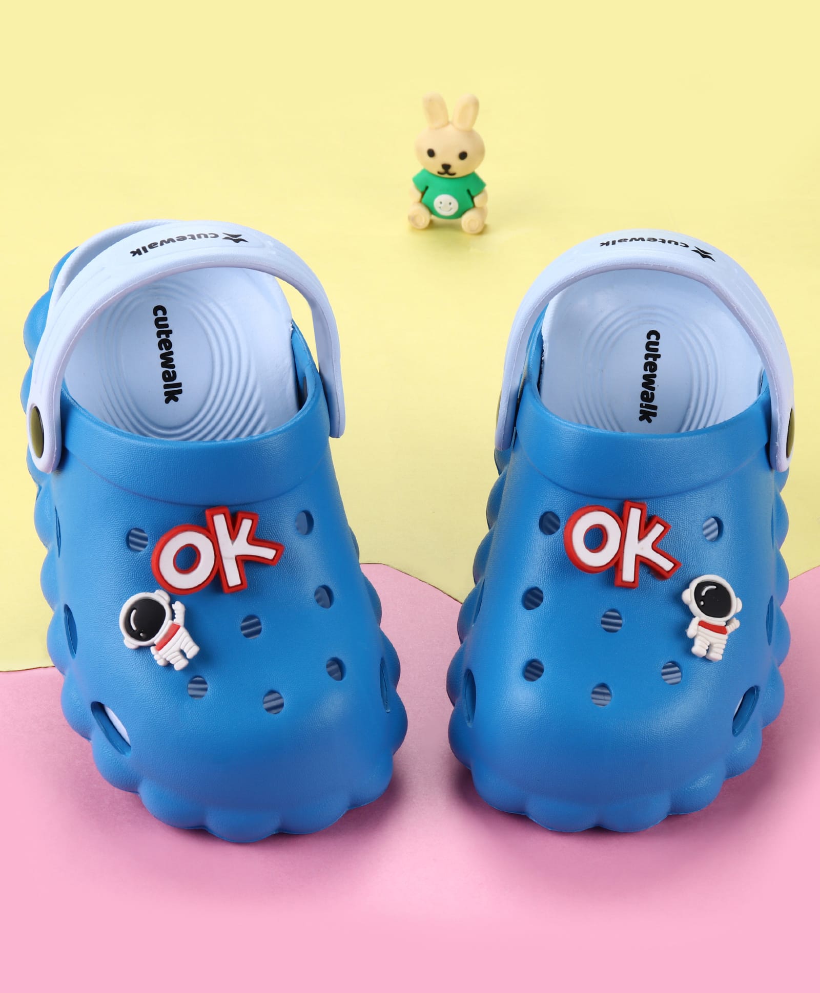 Cute Walk by Babyhug Back Strap Closure Clogs With Astronaut Applique - Blue