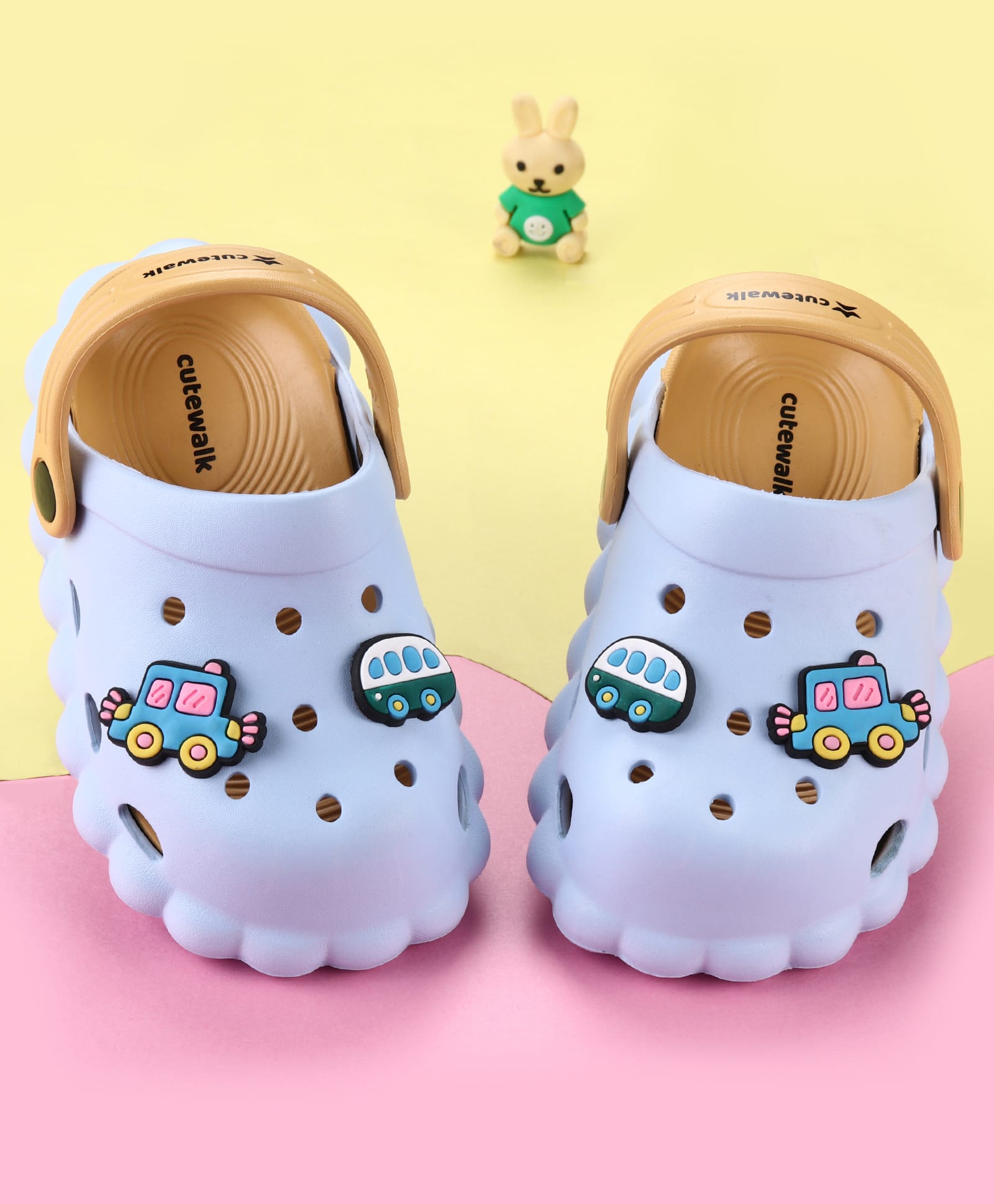 Cute Walk by Babyhug Back Strap Closure Clogs With Car Applique - Light Blue-picture-26