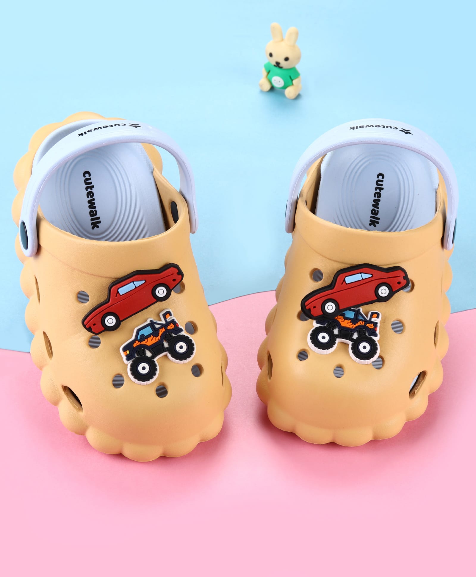 Cute Walk by Babyhug Back Strap Closure Clogs With Car Applique - Mustard-picture-14