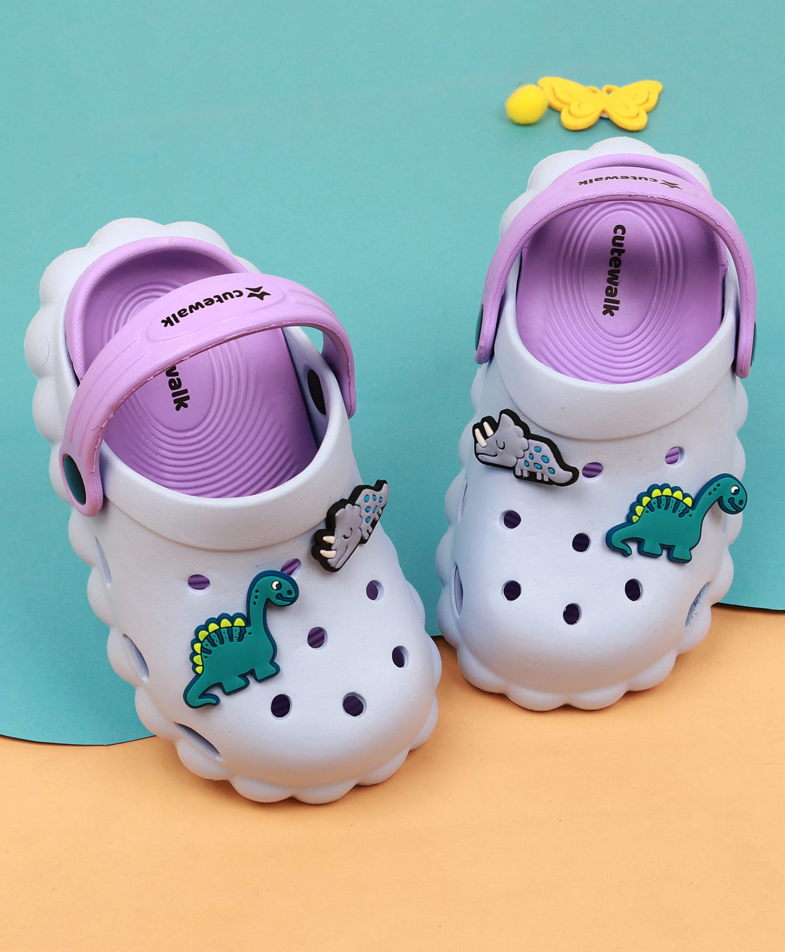 Cute Walk by Babyhug Clogs With Dino Applique & Back Strap - Purple-picture-19